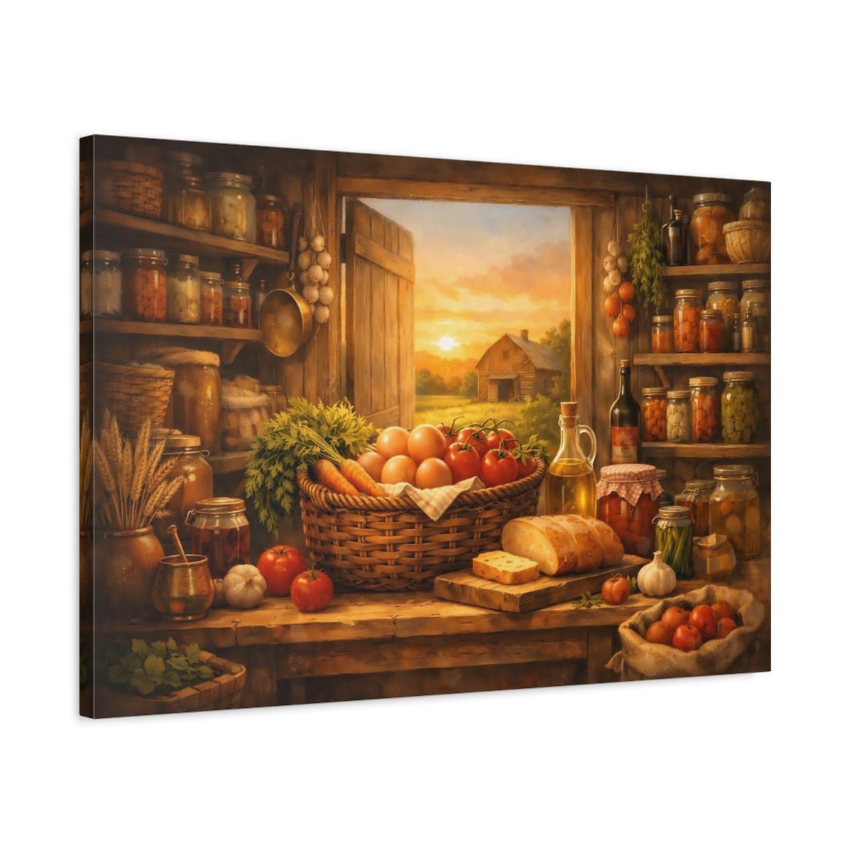 Nature Farmhouse Pantry Rustic Harvest - Canvas Wall Art Print - YesArtYes