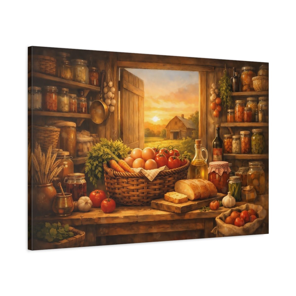 Nature Farmhouse Pantry Rustic Harvest - Canvas Wall Art Print - YesArtYes