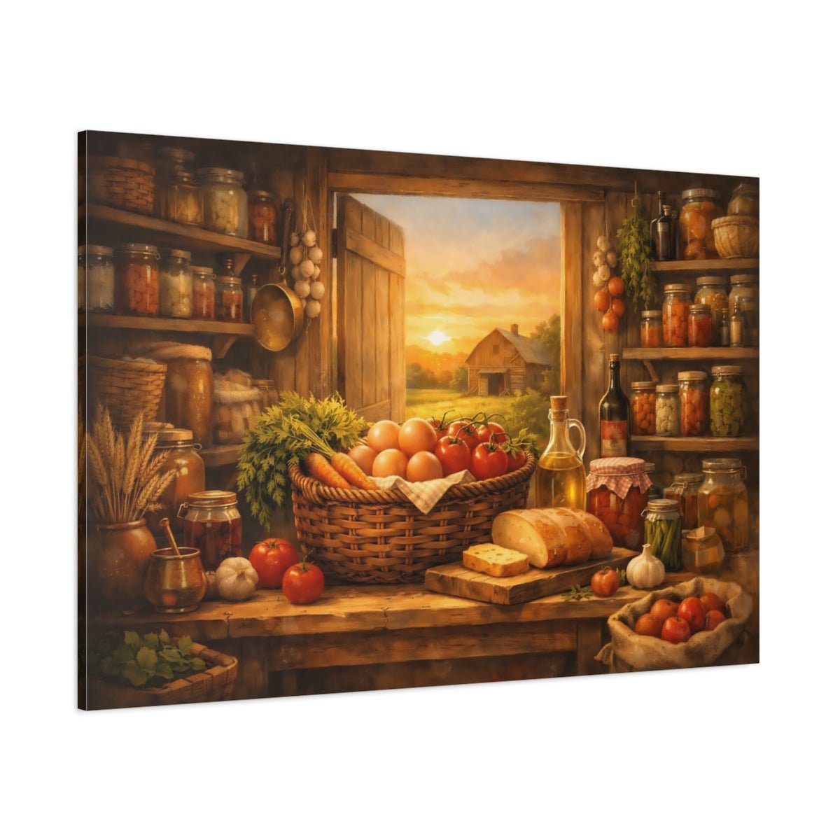 Nature Farmhouse Pantry Rustic Harvest - Canvas Wall Art Print - YesArtYes