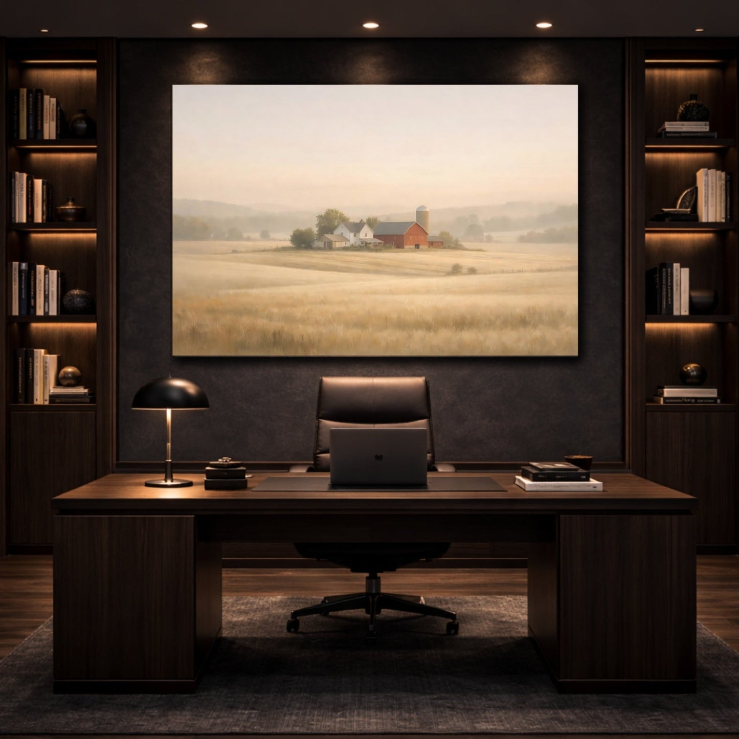 Nature Farmland Misty Farm Landscape - Canvas Wall Art Print - YesArtYes