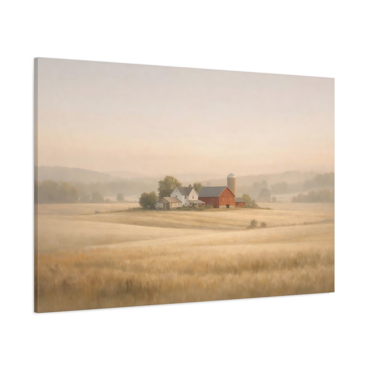 Nature Farmland Misty Farm Landscape - Canvas Wall Art Print - YesArtYes