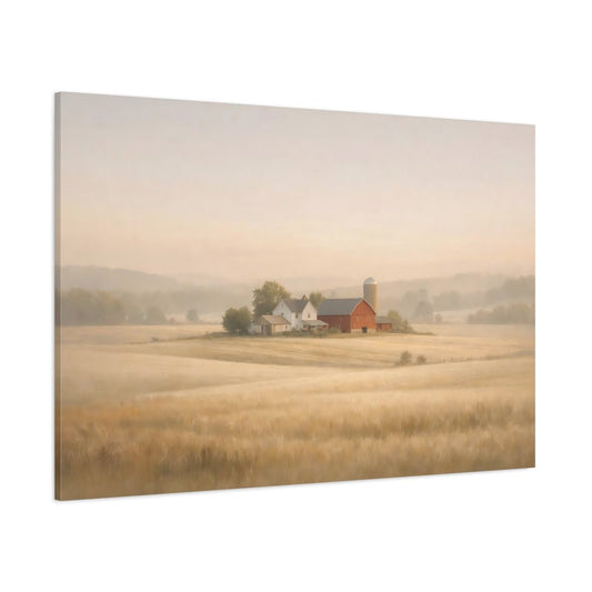 Nature Farmland Misty Farm Landscape - Canvas Wall Art Print - YesArtYes