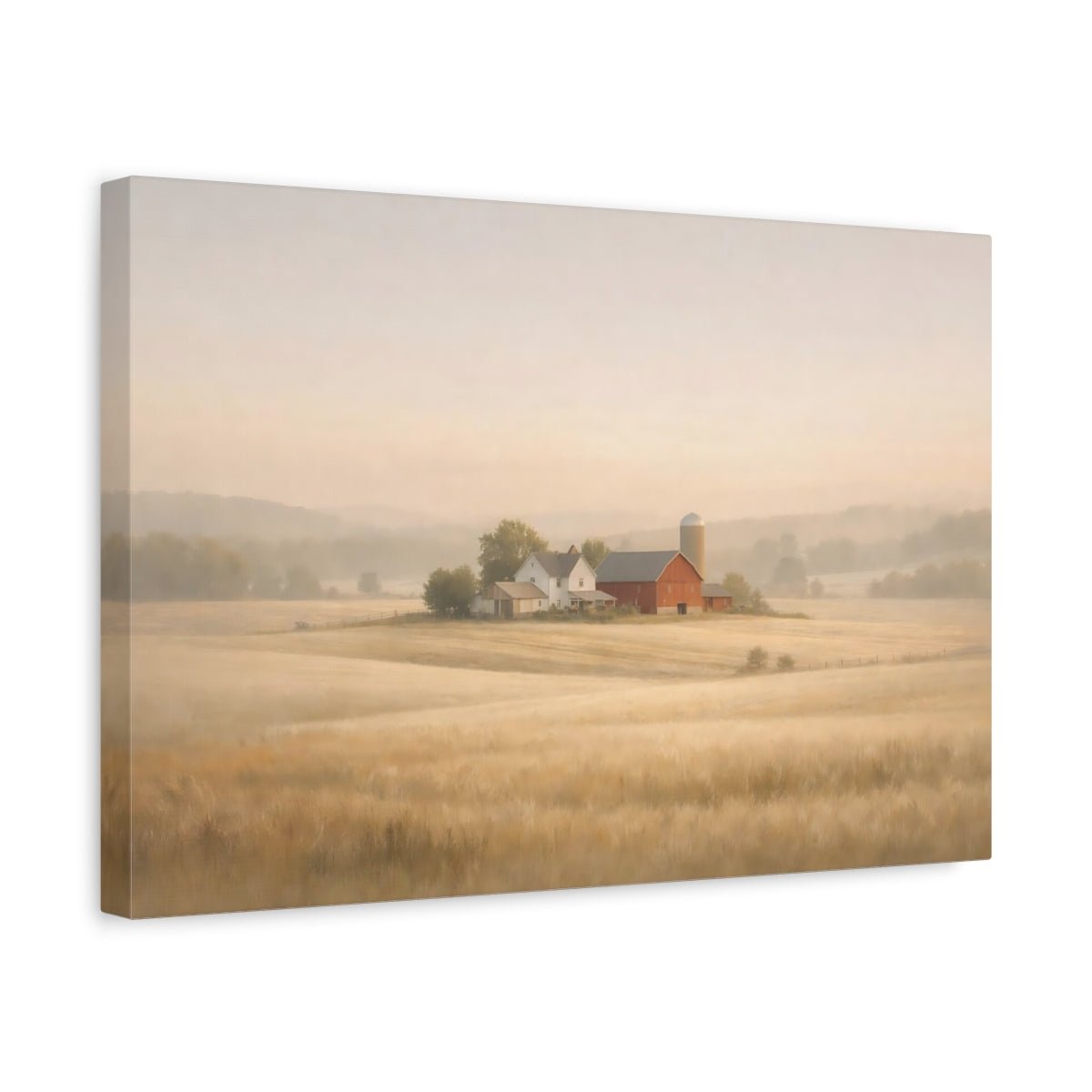 Nature Farmland Misty Farm Landscape - Canvas Wall Art Print - YesArtYes