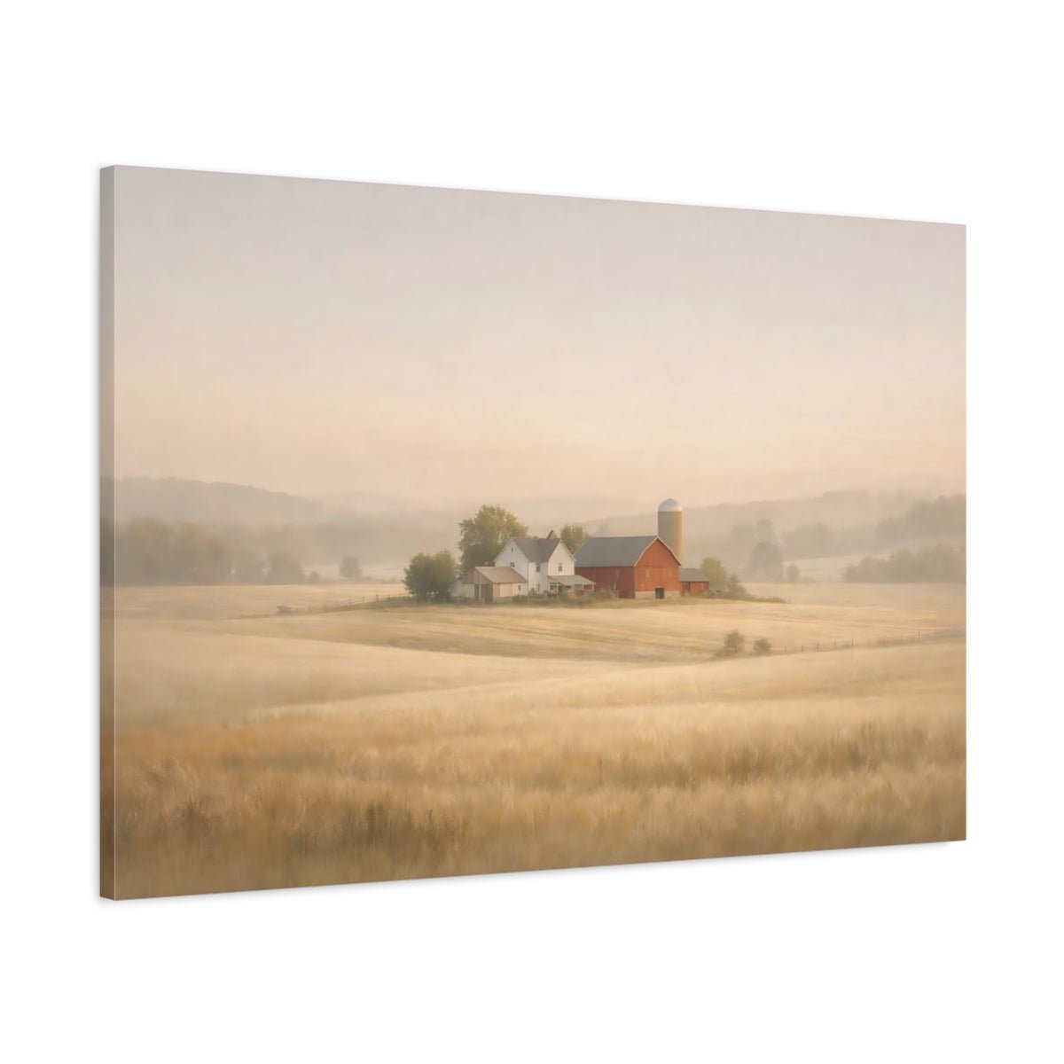 Nature Farmland Misty Farm Landscape - Canvas Wall Art Print - YesArtYes