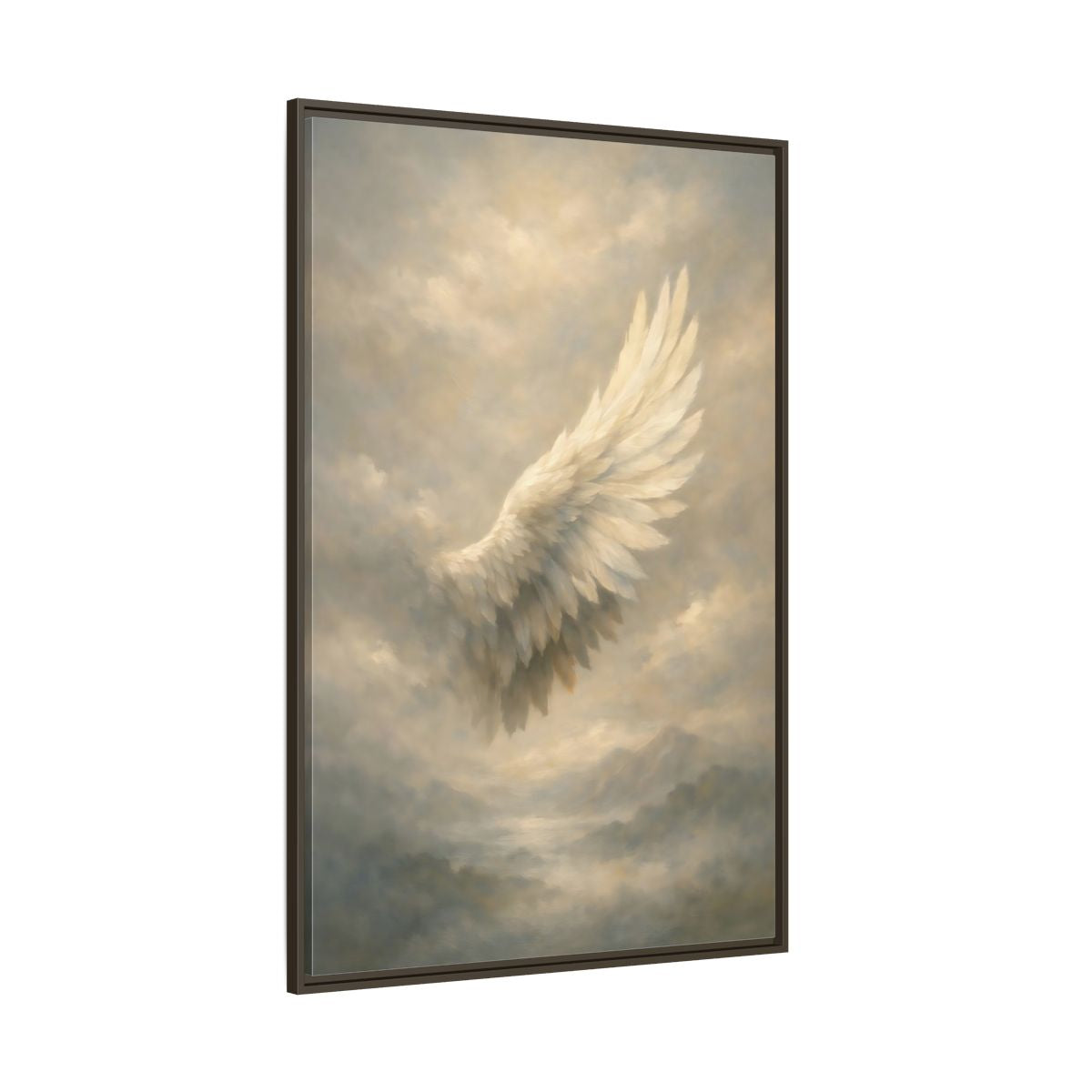 Side Mockup 8. Nature Feathered Wing Ethereal Wing shown as stretched canvas wall art