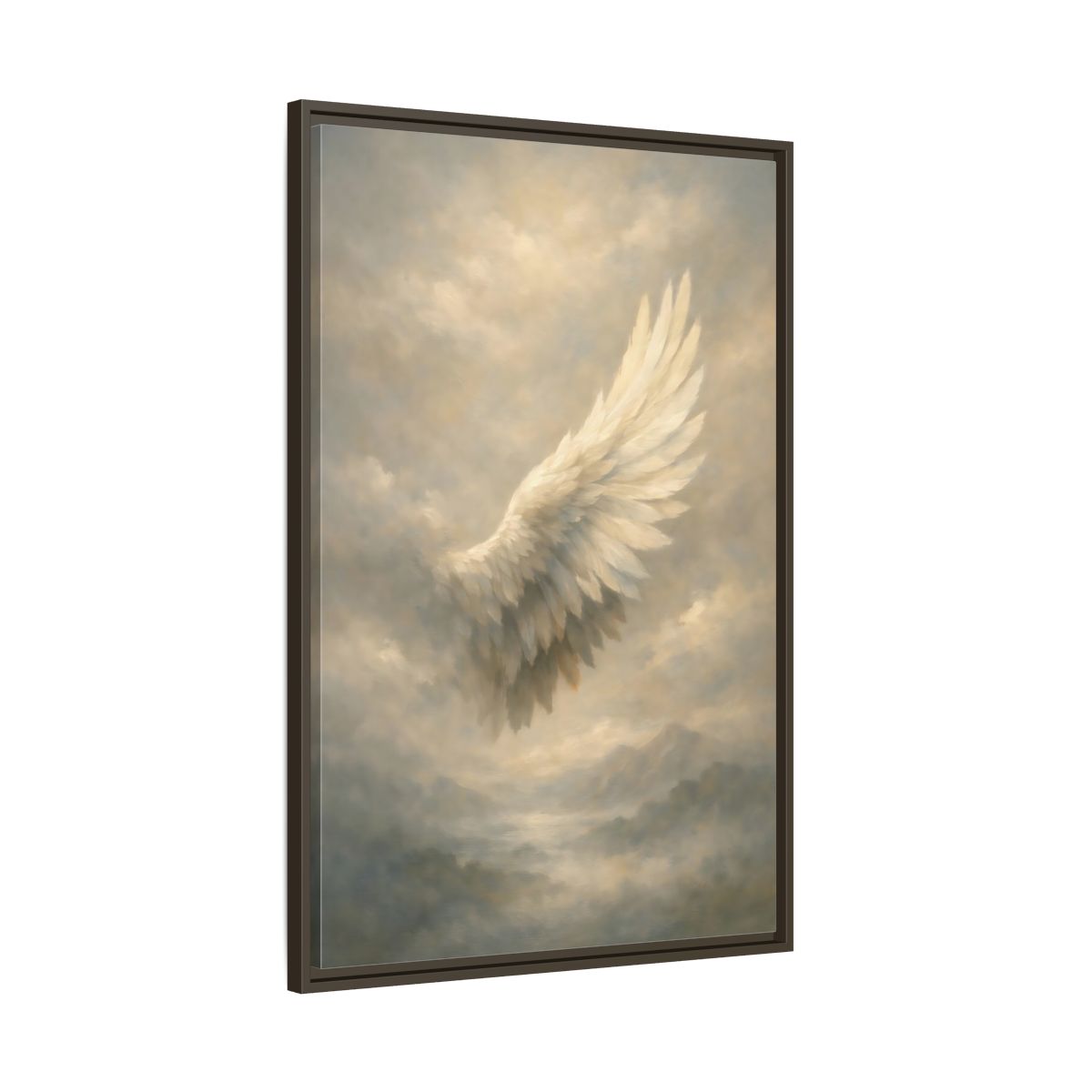 Side Mockup 10. Nature Feathered Wing Ethereal Wing shown as stretched canvas wall art