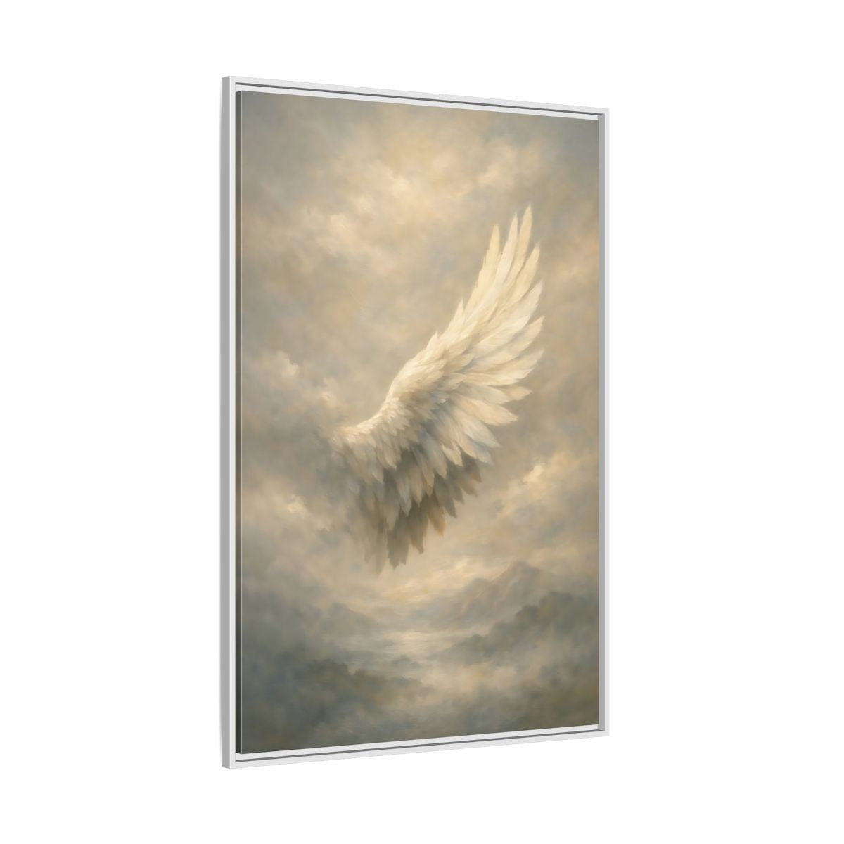 Side Mockup 7. Nature Feathered Wing Ethereal Wing shown as stretched canvas wall art