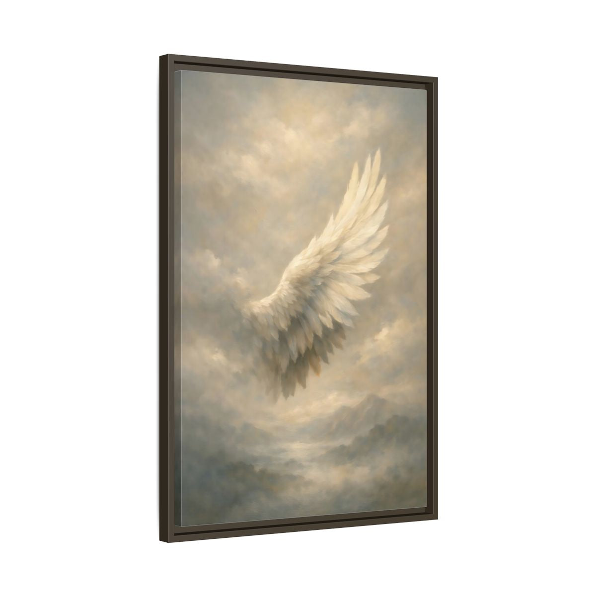 Side Mockup 12. Nature Feathered Wing Ethereal Wing shown as stretched canvas wall art