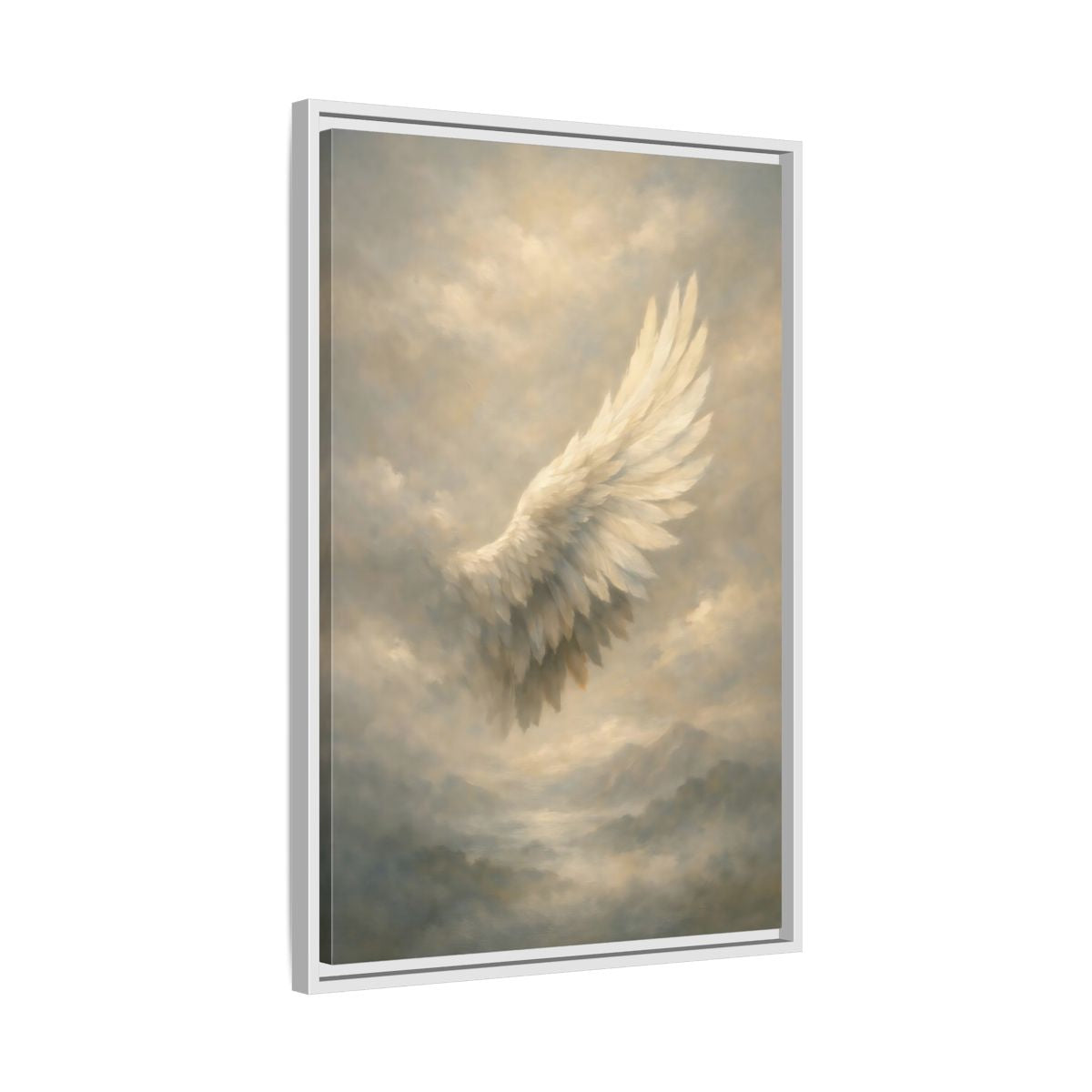 Side Mockup 11. Nature Feathered Wing Ethereal Wing shown as stretched canvas wall art