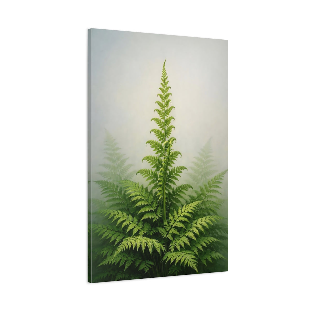 Side Mockup 1. Nature Fern Green Fern shown as stretched canvas wall art
