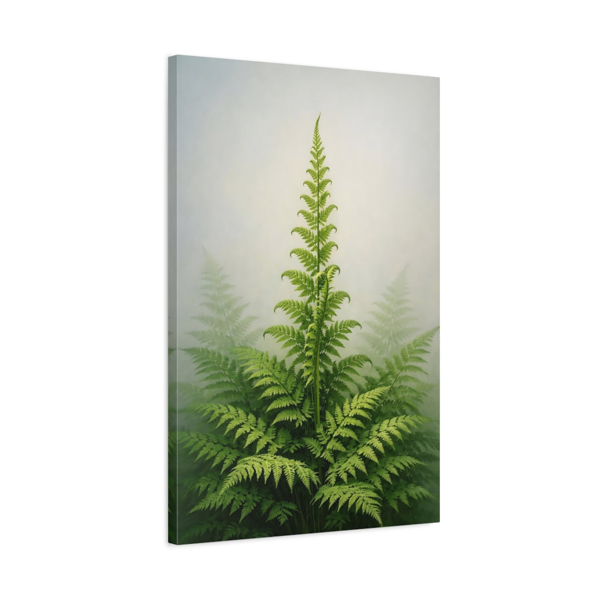 Side Mockup 2. Nature Fern Green Fern shown as stretched canvas wall art