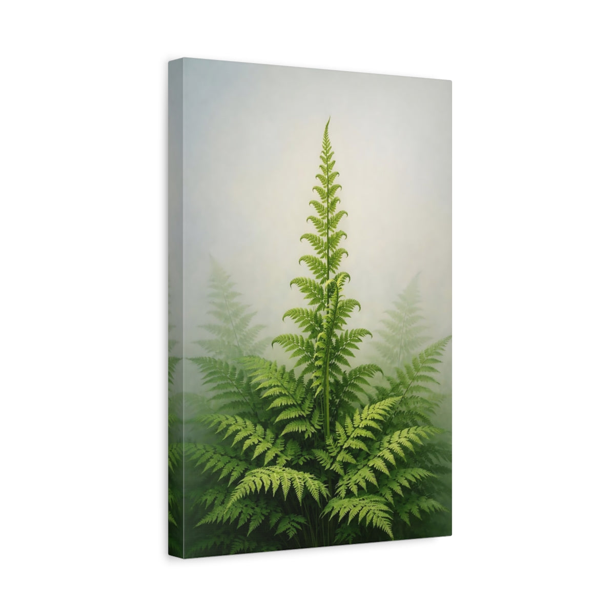 Side Mockup 4. Nature Fern Green Fern shown as stretched canvas wall art