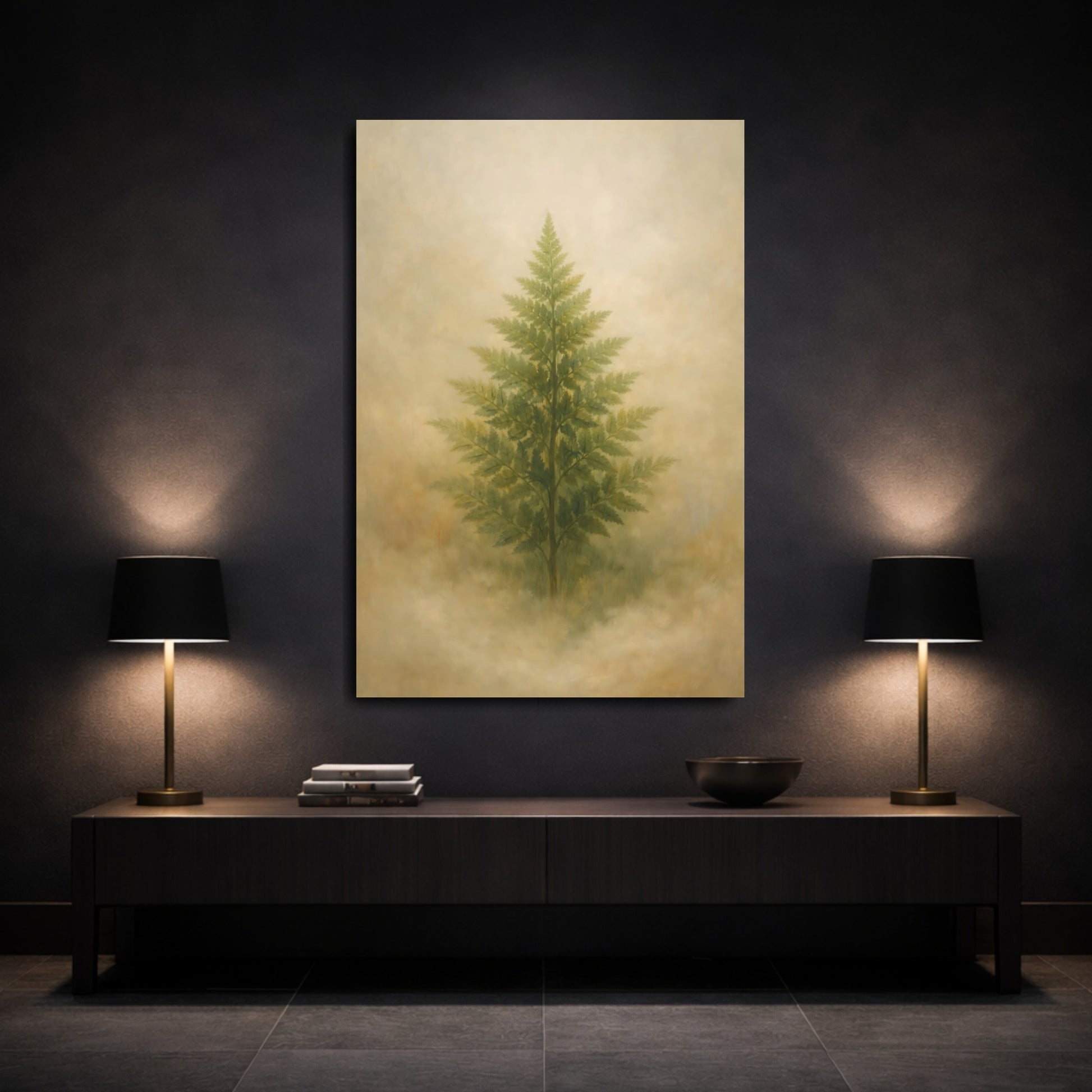 Mockup 2. Nature Fern Green Fern shown as stretched canvas wall art
