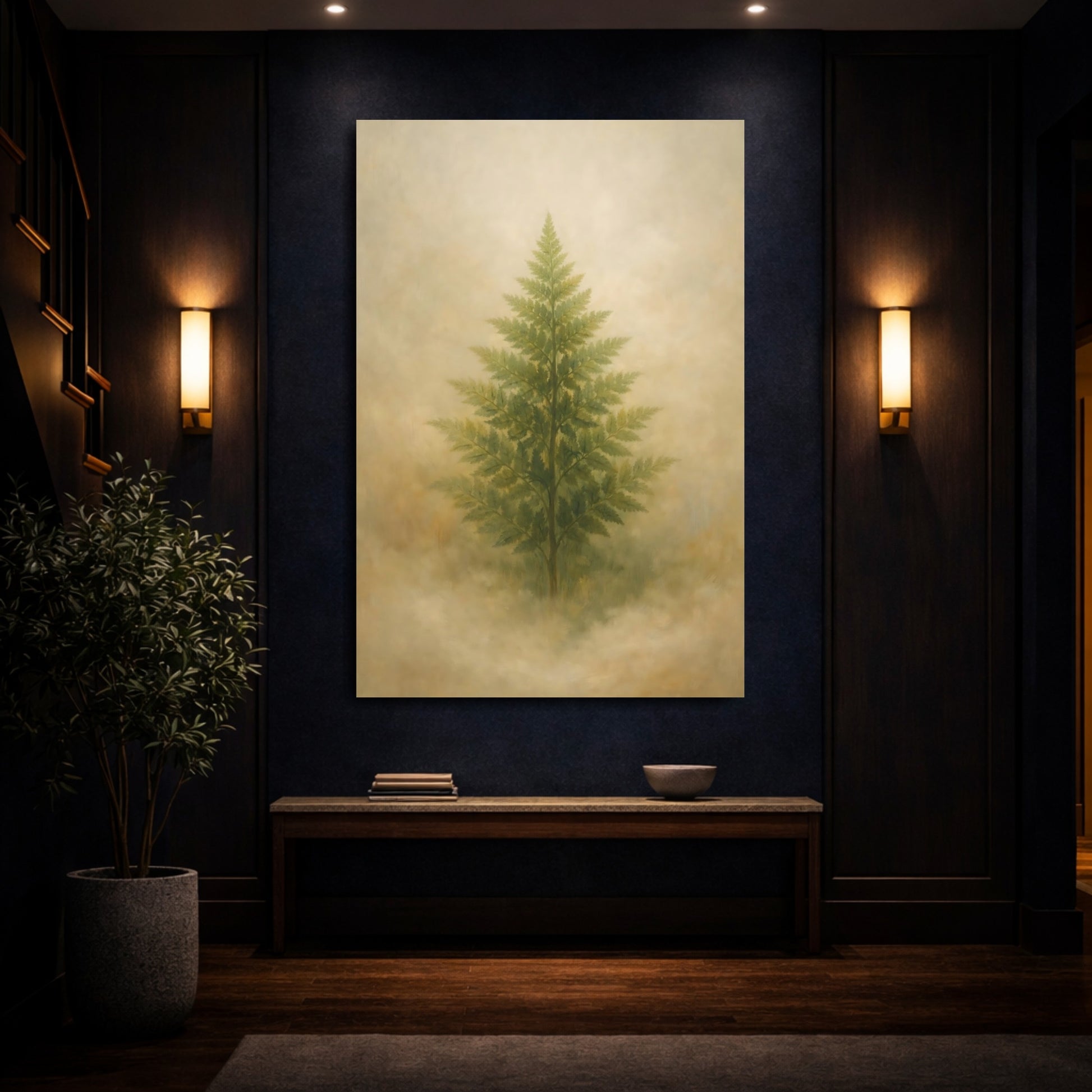 Mockup 3. Nature Fern Green Fern shown as stretched canvas wall art