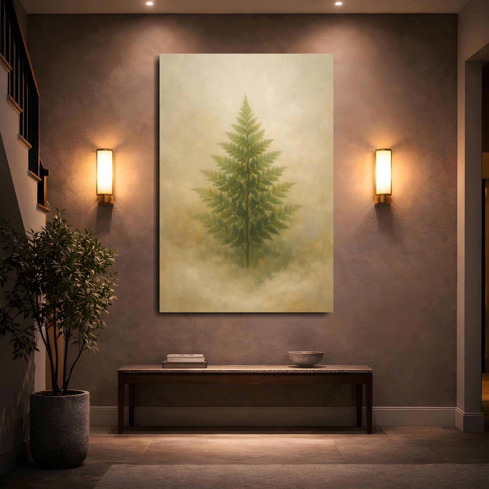 Mockup 4. Nature Fern Green Fern shown as stretched canvas wall art