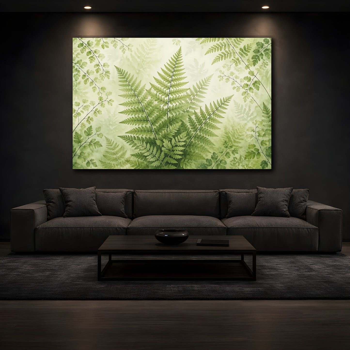 Mockup 4. Nature Fern Green Ferns shown as stretched canvas wall art