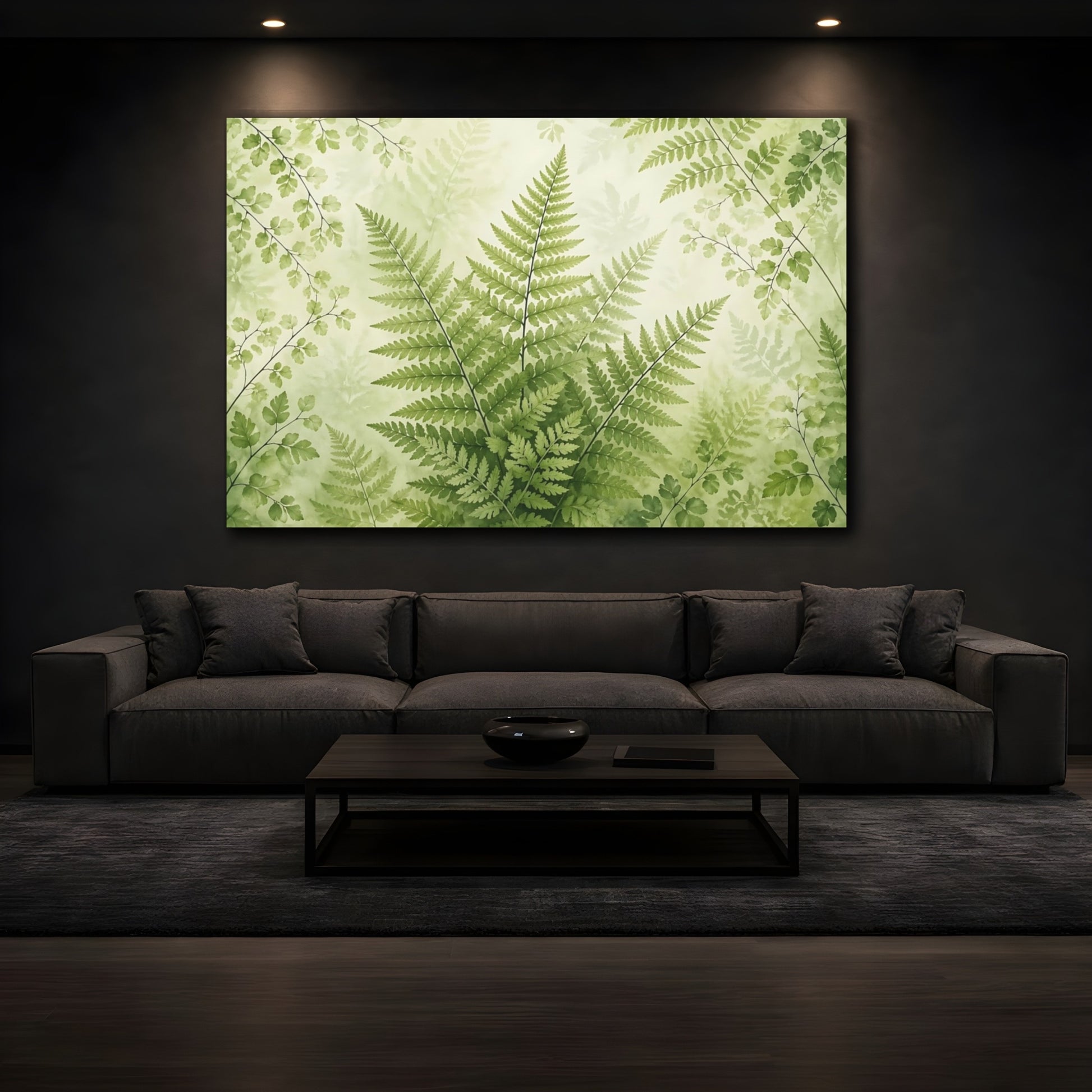 Mockup 4. Nature Fern Green Ferns shown as stretched canvas wall art