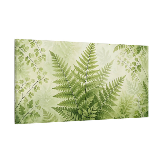 Main Mockup. Nature Ferns Green Ferns shown as stretched canvas wall art