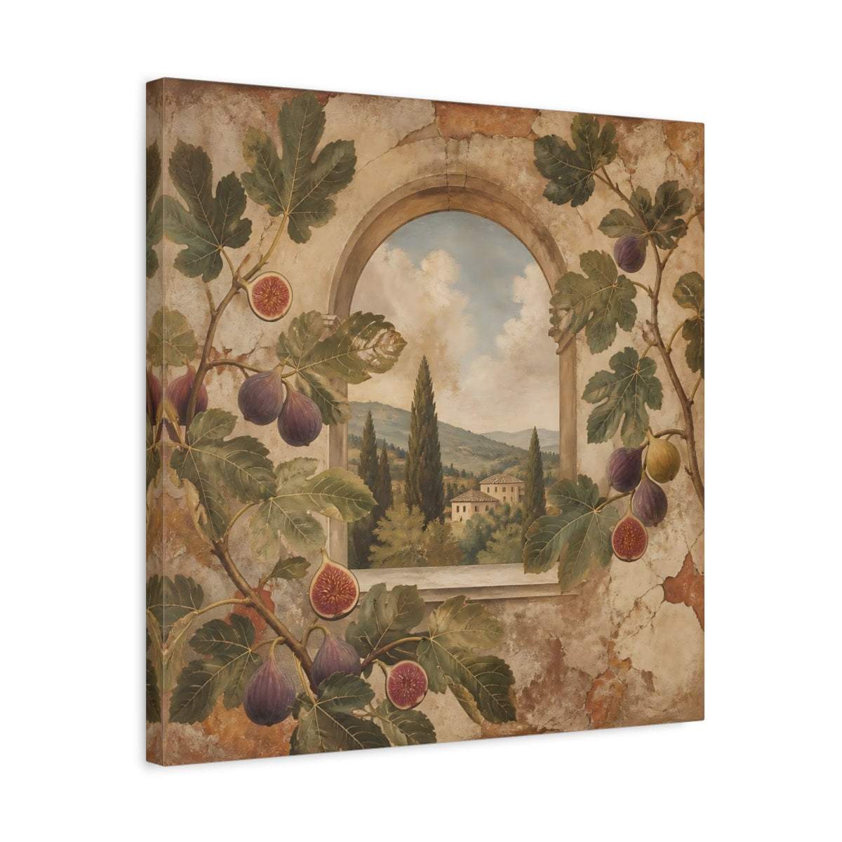 Side Mockup 5. Nature Fig Branches Tuscan Fig shown as stretched canvas wall art