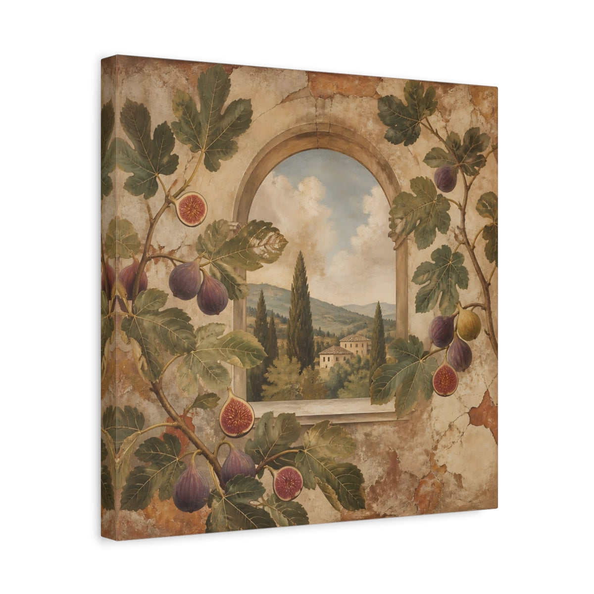 Side Mockup 6. Nature Fig Branches Tuscan Fig shown as stretched canvas wall art