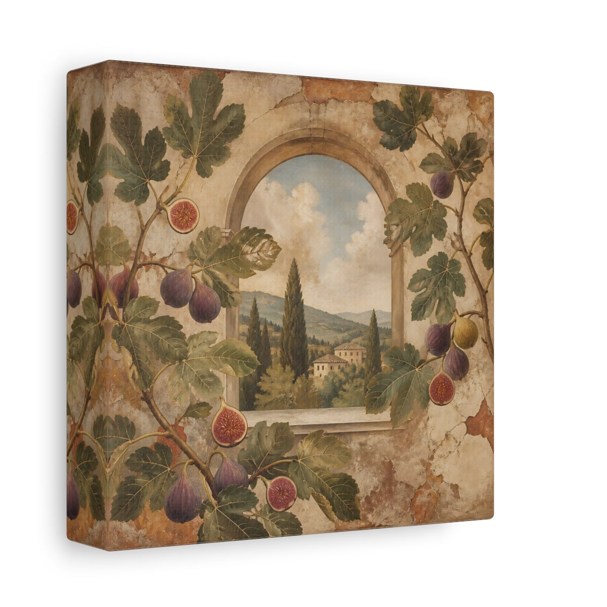 Side Mockup 2. Nature Fig Branches Tuscan Fig shown as stretched canvas wall art
