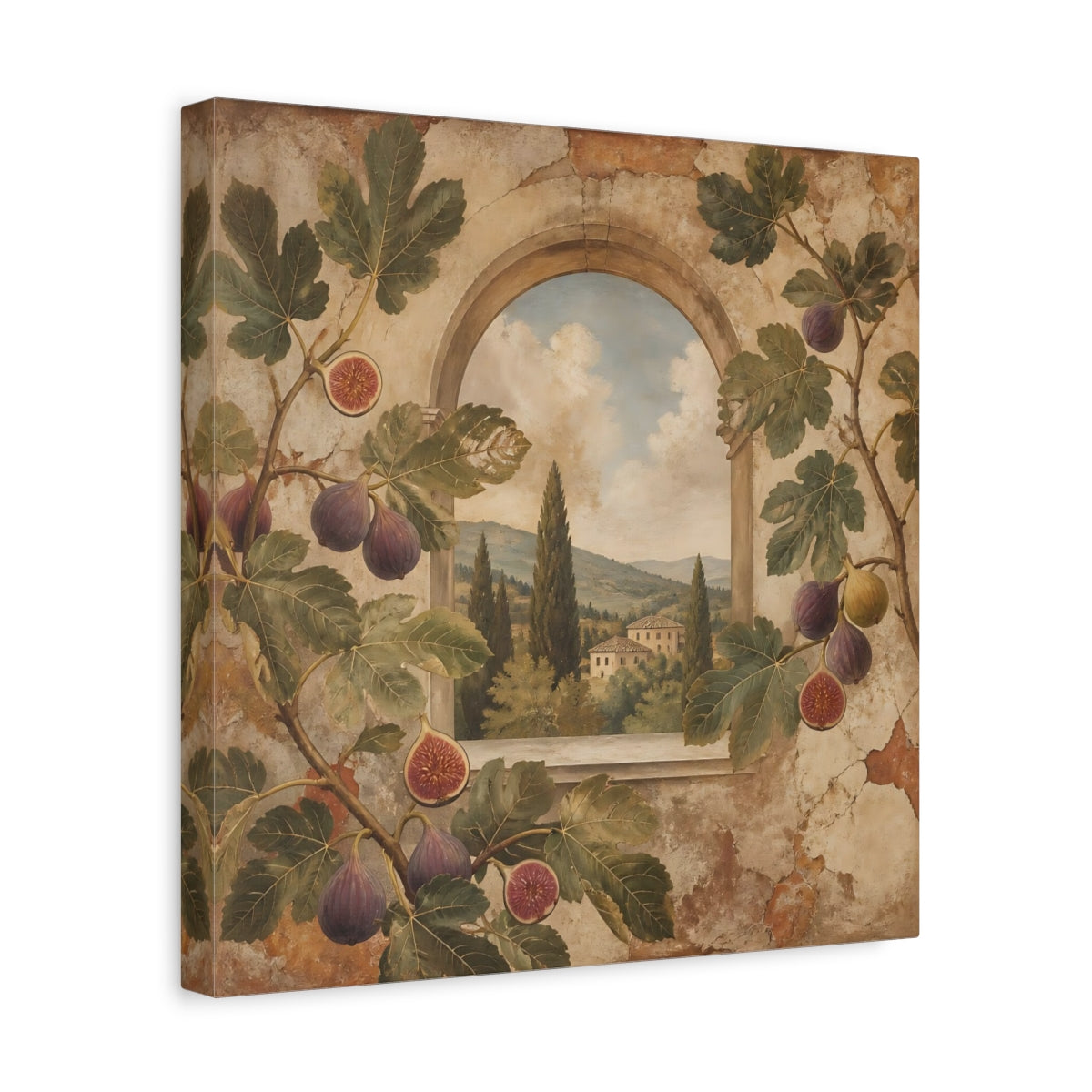 Side Mockup 7. Nature Fig Branches Tuscan Fig shown as stretched canvas wall art