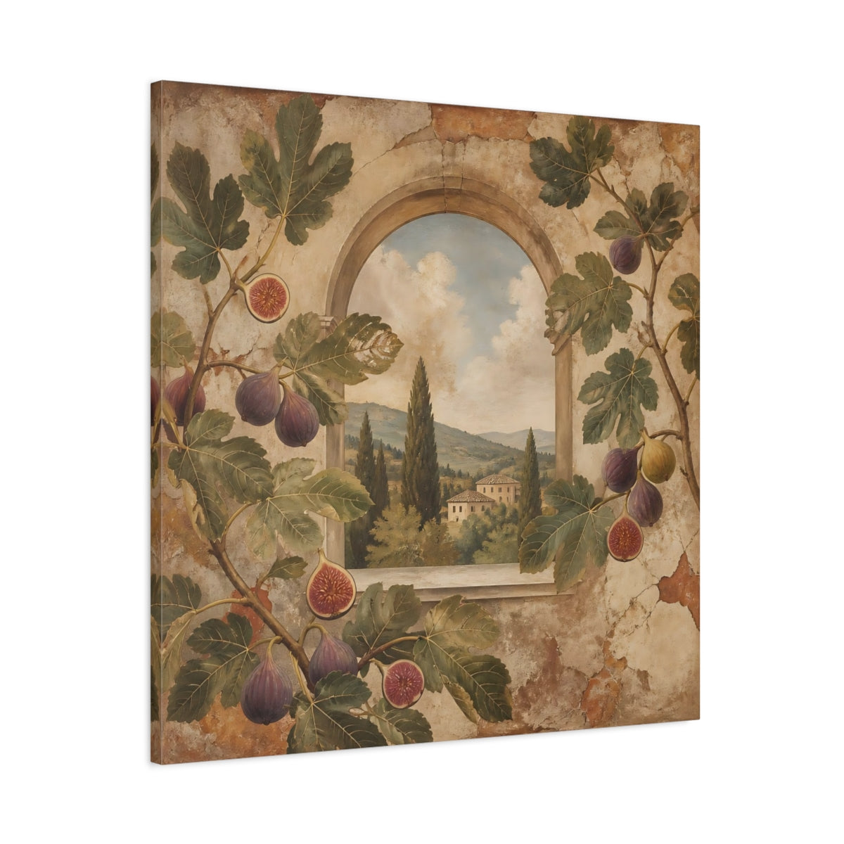 Main Mockup. Nature Fig Branches Tuscan Fig shown as stretched canvas wall art