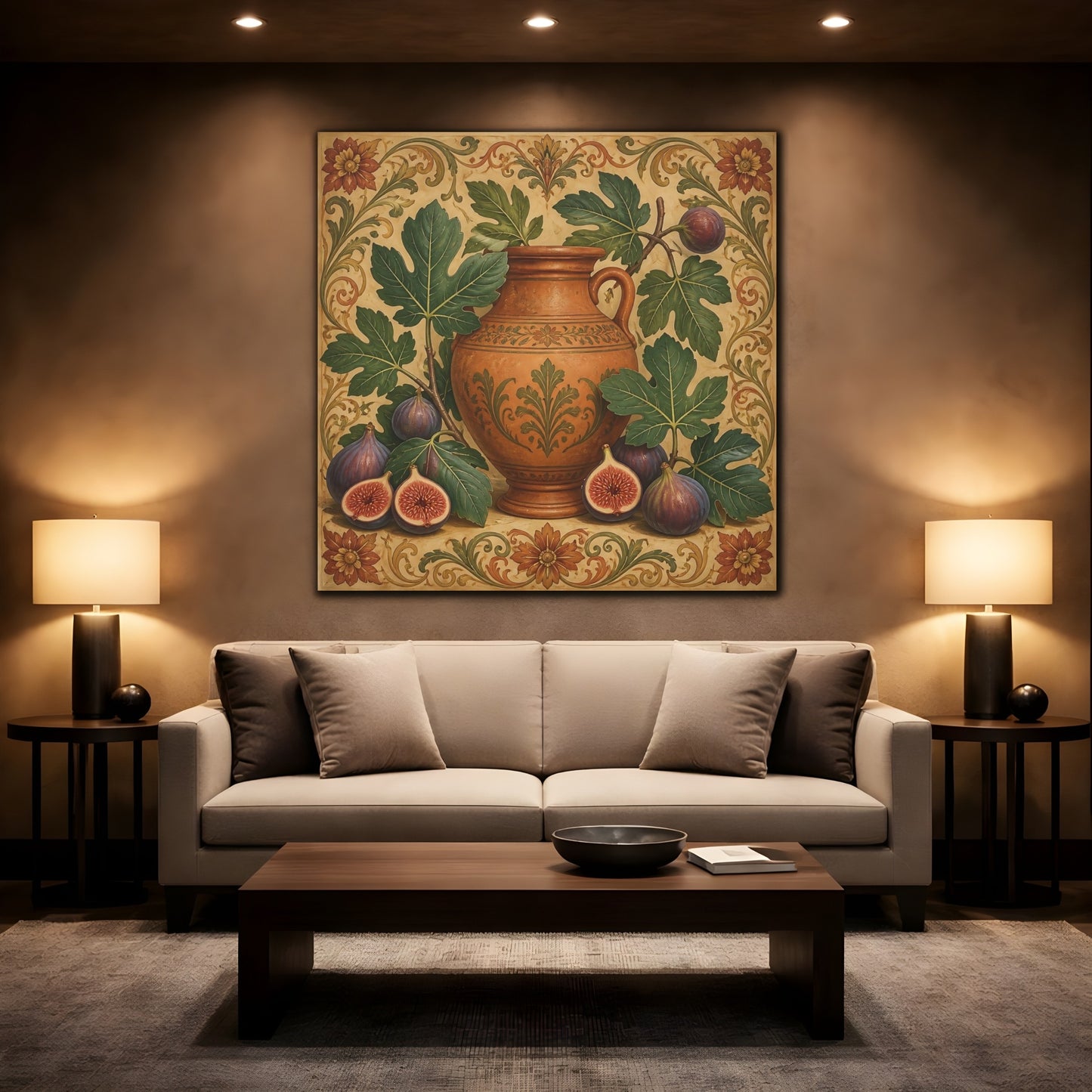 Mockup 2. Nature Figs Vintage Fig Still Life shown as stretched canvas wall art