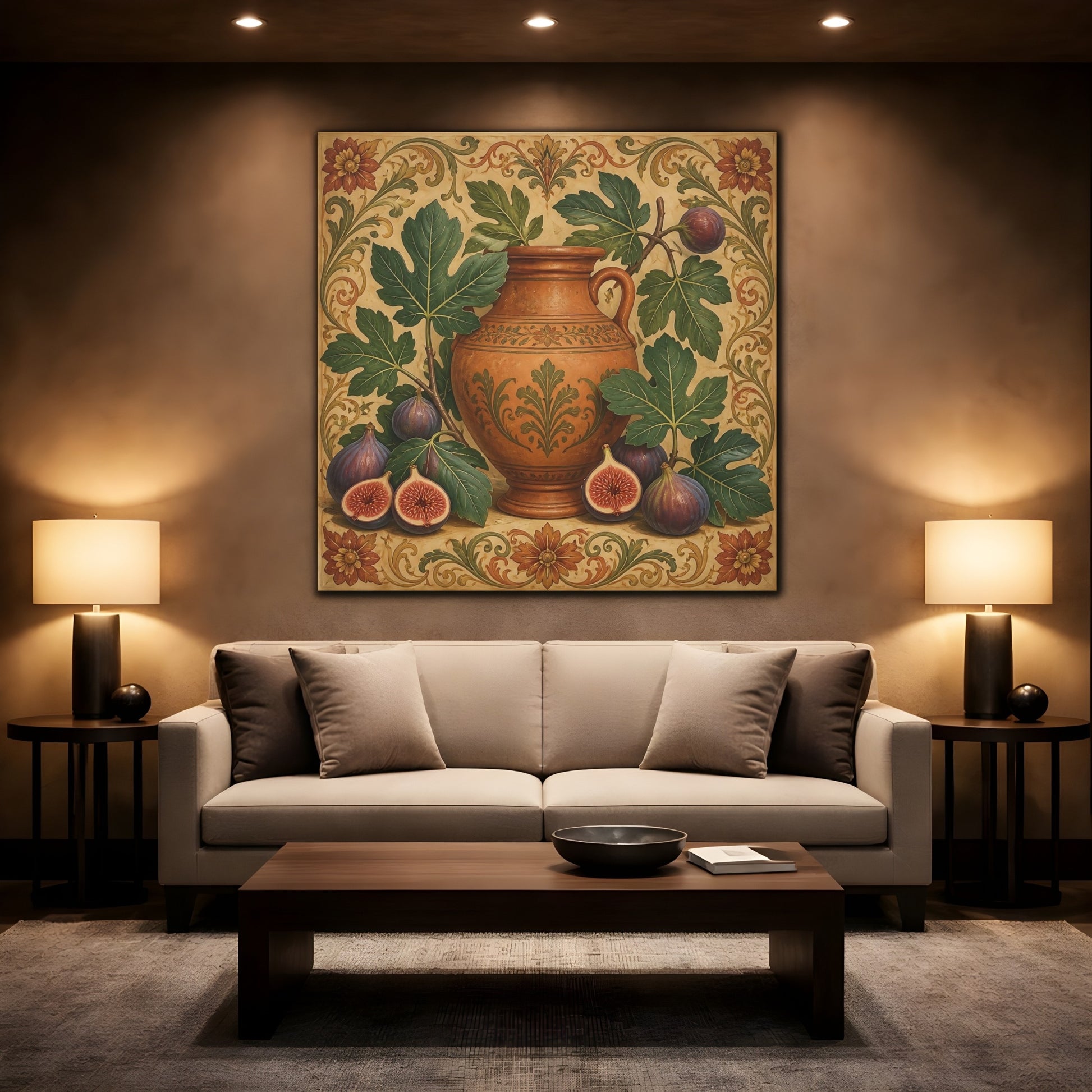 Mockup 2. Nature Figs Vintage Fig Still Life shown as stretched canvas wall art