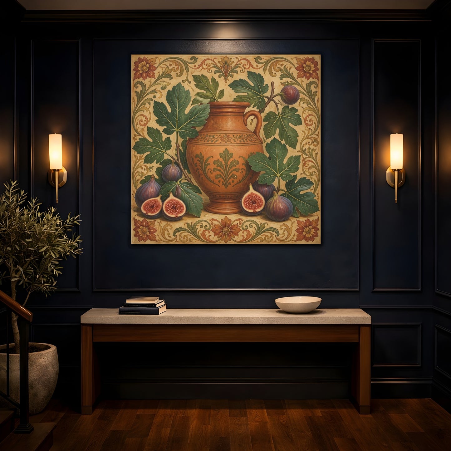 Mockup 4. Nature Figs Vintage Fig Still Life shown as stretched canvas wall art