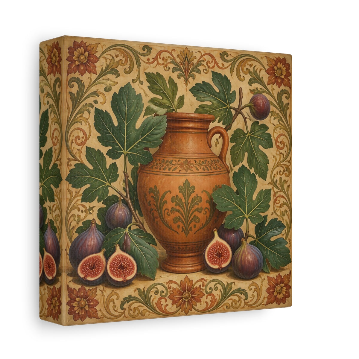 Side Mockup 2. Nature Figs Vintage Fig Still Life shown as stretched canvas wall art