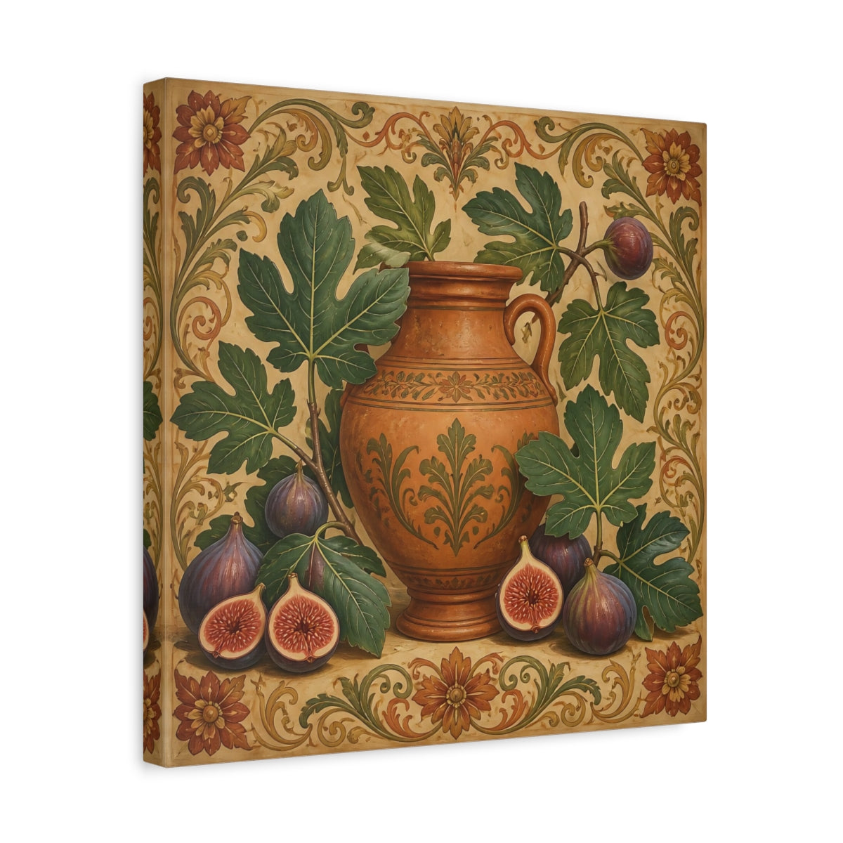 Side Mockup 6. Nature Figs Vintage Fig Still Life shown as stretched canvas wall art