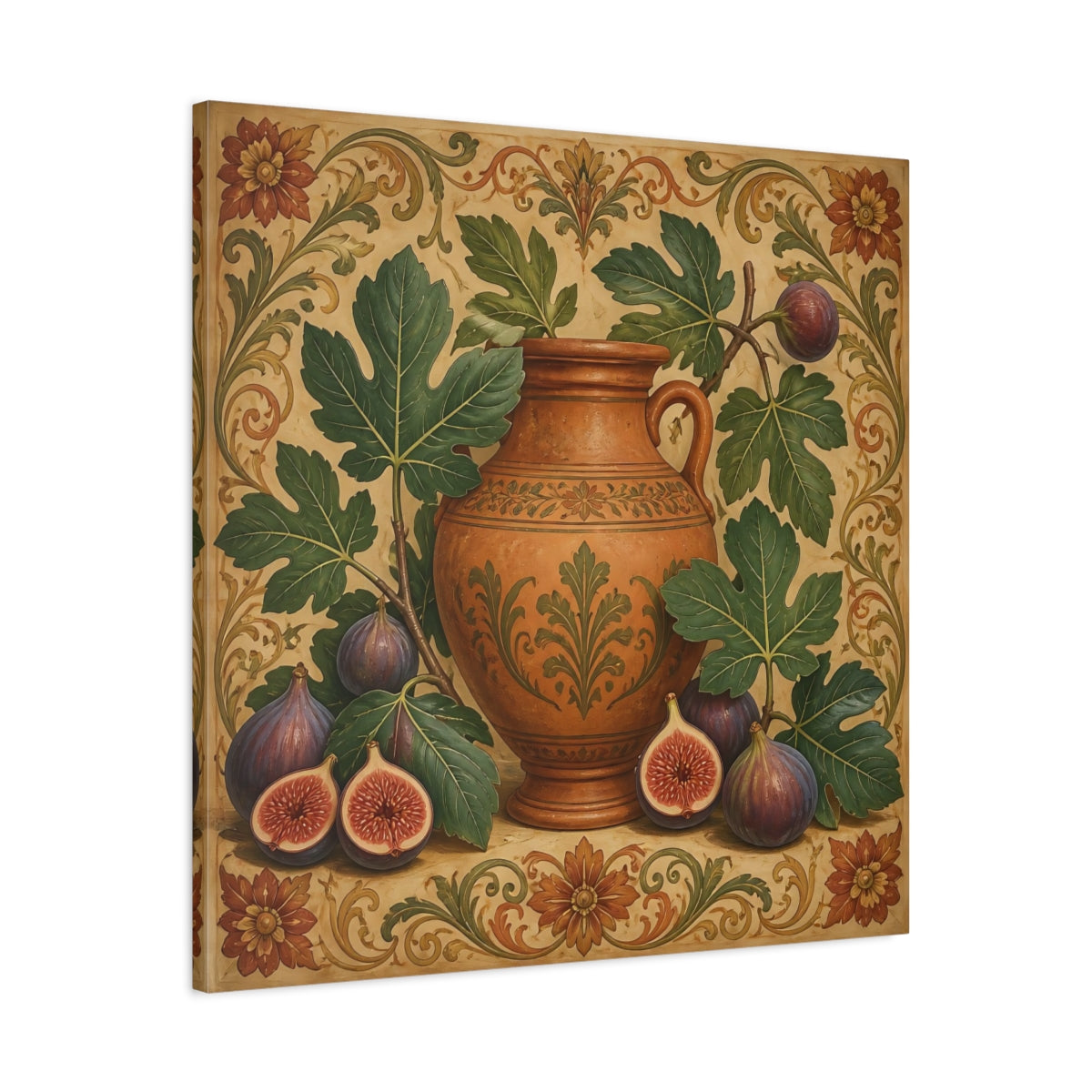 Side Mockup 3. Nature Figs Vintage Fig Still Life shown as stretched canvas wall art