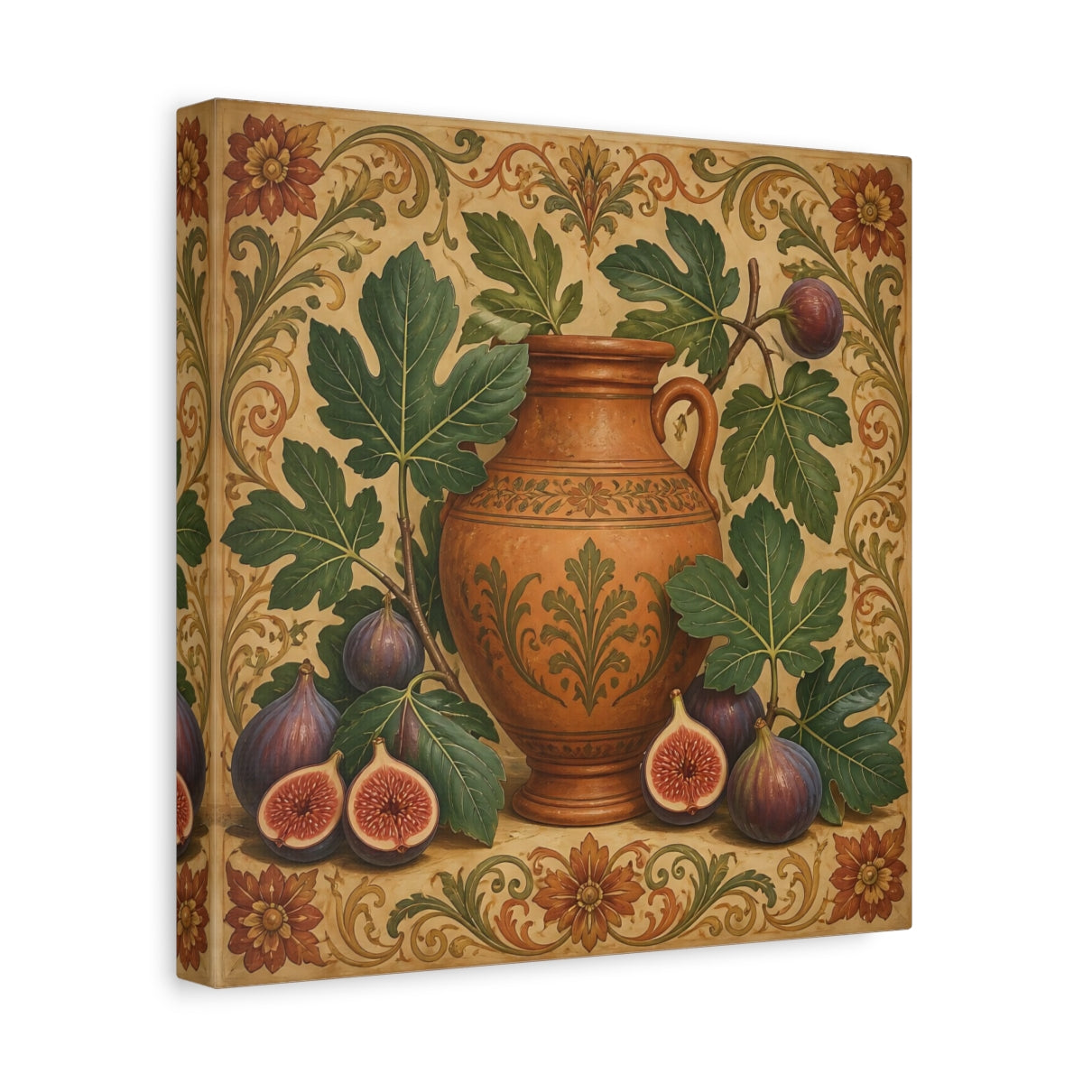 Side Mockup 8. Nature Figs Vintage Fig Still Life shown as stretched canvas wall art