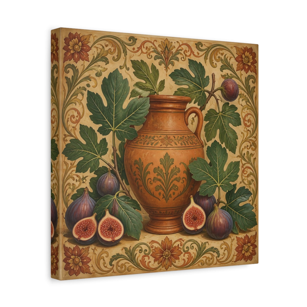 Side Mockup 7. Nature Figs Vintage Fig Still Life shown as stretched canvas wall art