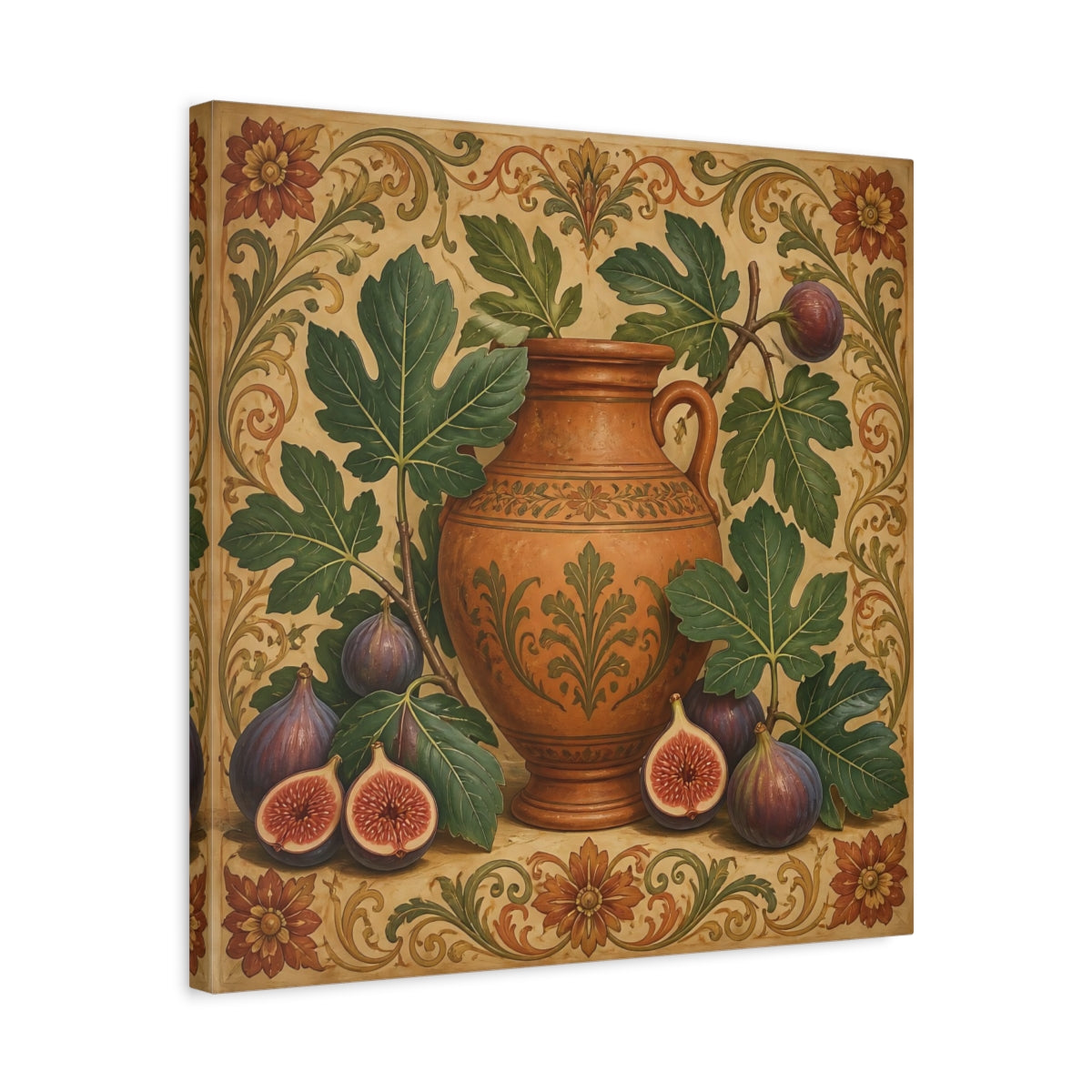 Side Mockup 5. Nature Figs Vintage Fig Still Life shown as stretched canvas wall art