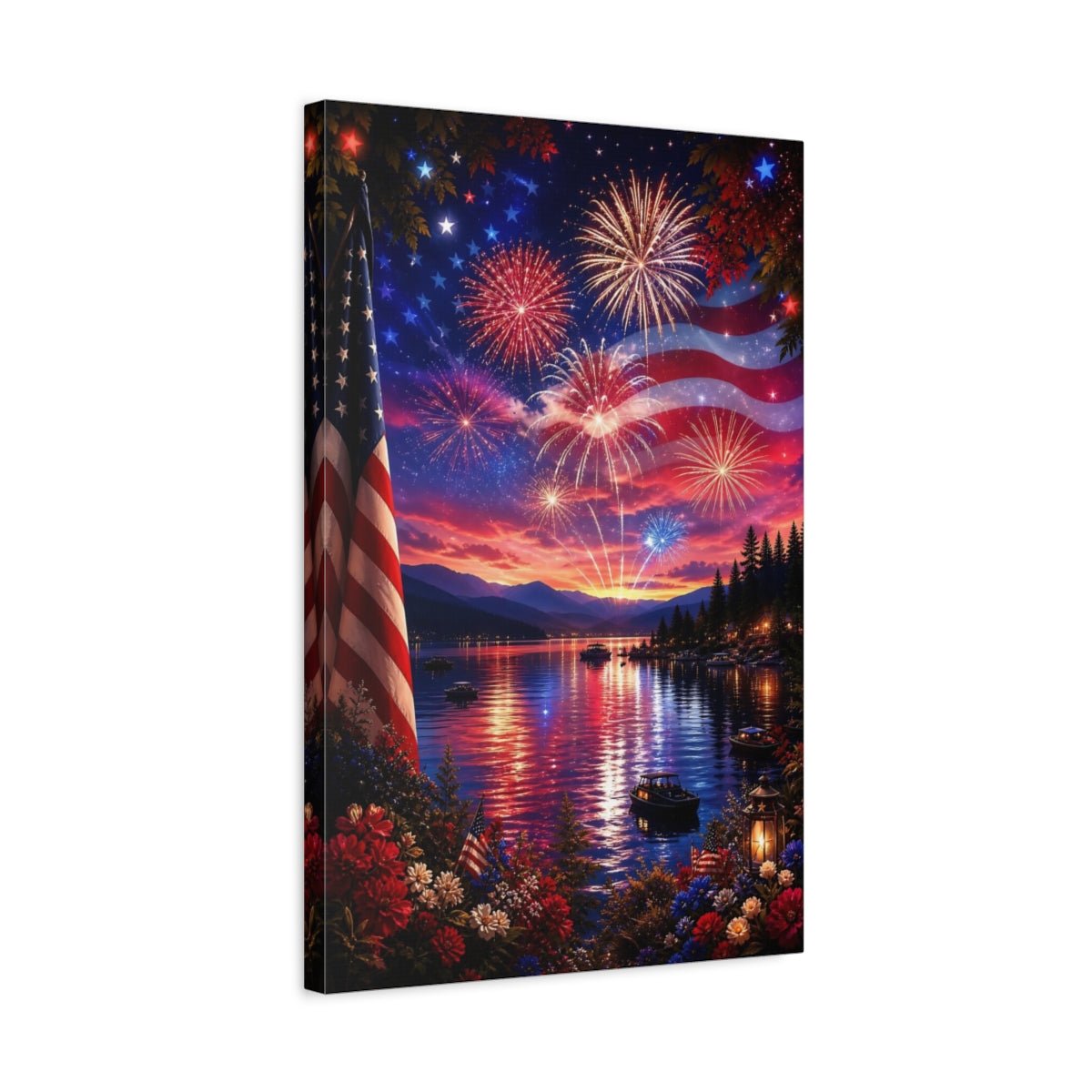 Nature Fireworks Patriotic Canvas Print – Vibrant Decor for Living Room, Above Couch - YesArtYes