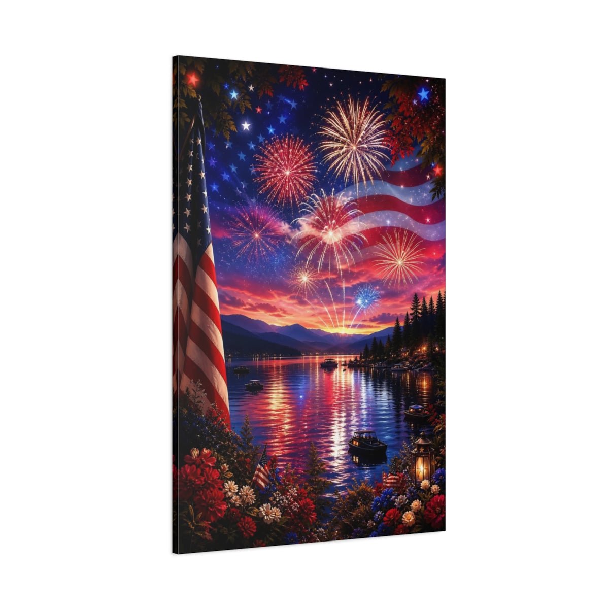 Nature Fireworks Patriotic Canvas Print – Vibrant Decor for Living Room, Above Couch - YesArtYes