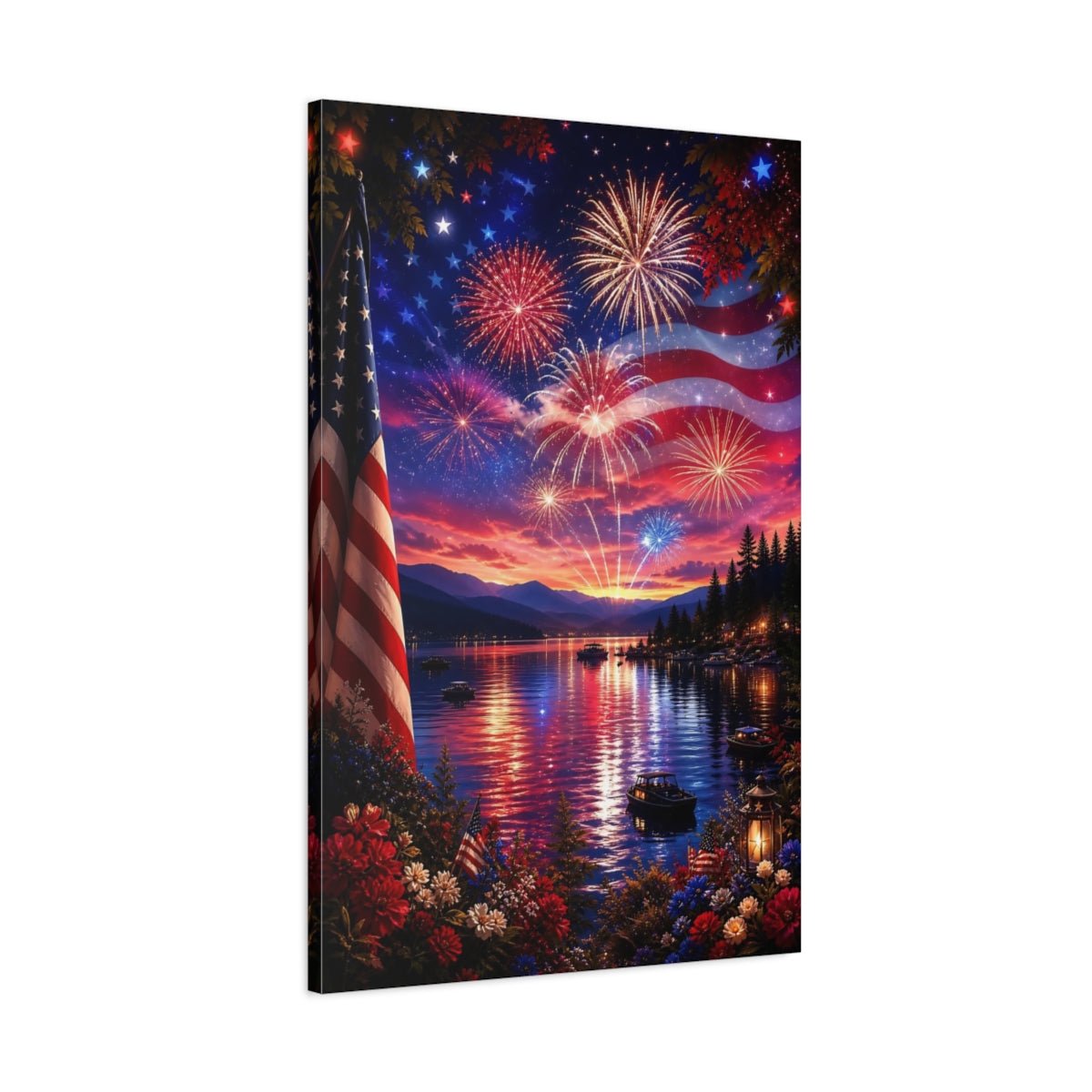 Nature Fireworks Patriotic Canvas Print – Vibrant Decor for Living Room, Above Couch - YesArtYes
