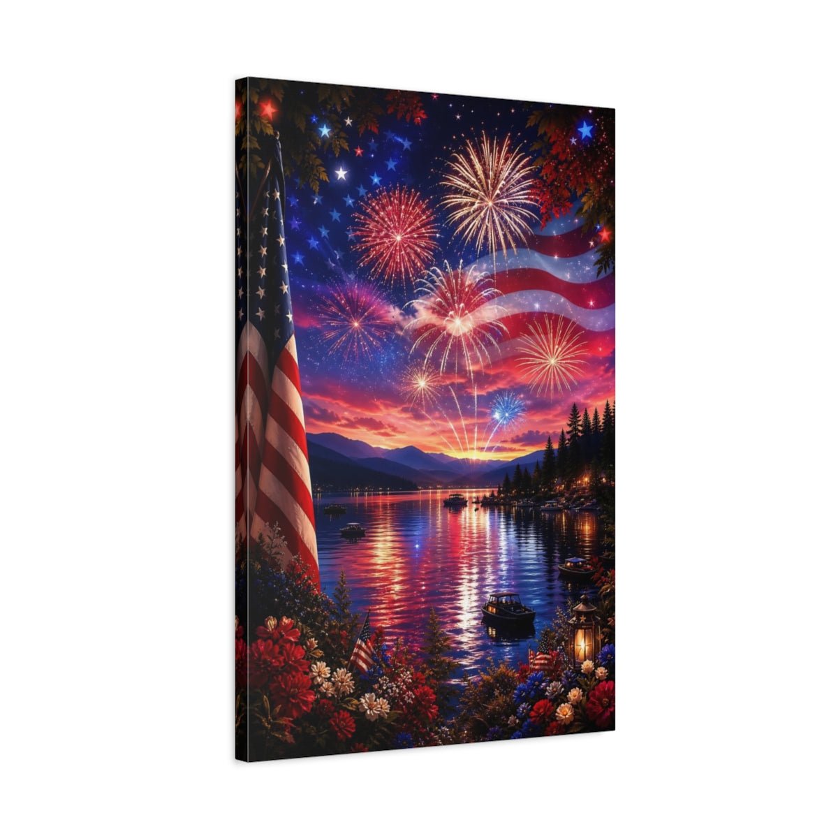 Nature Fireworks Patriotic Canvas Print – Vibrant Decor for Living Room, Above Couch - YesArtYes