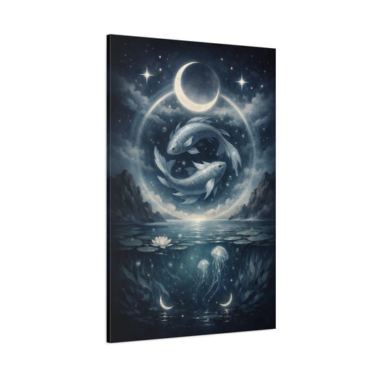 Nature Fish Blue Celestial Art - Canvas Wall Art Print - YesArtYes
