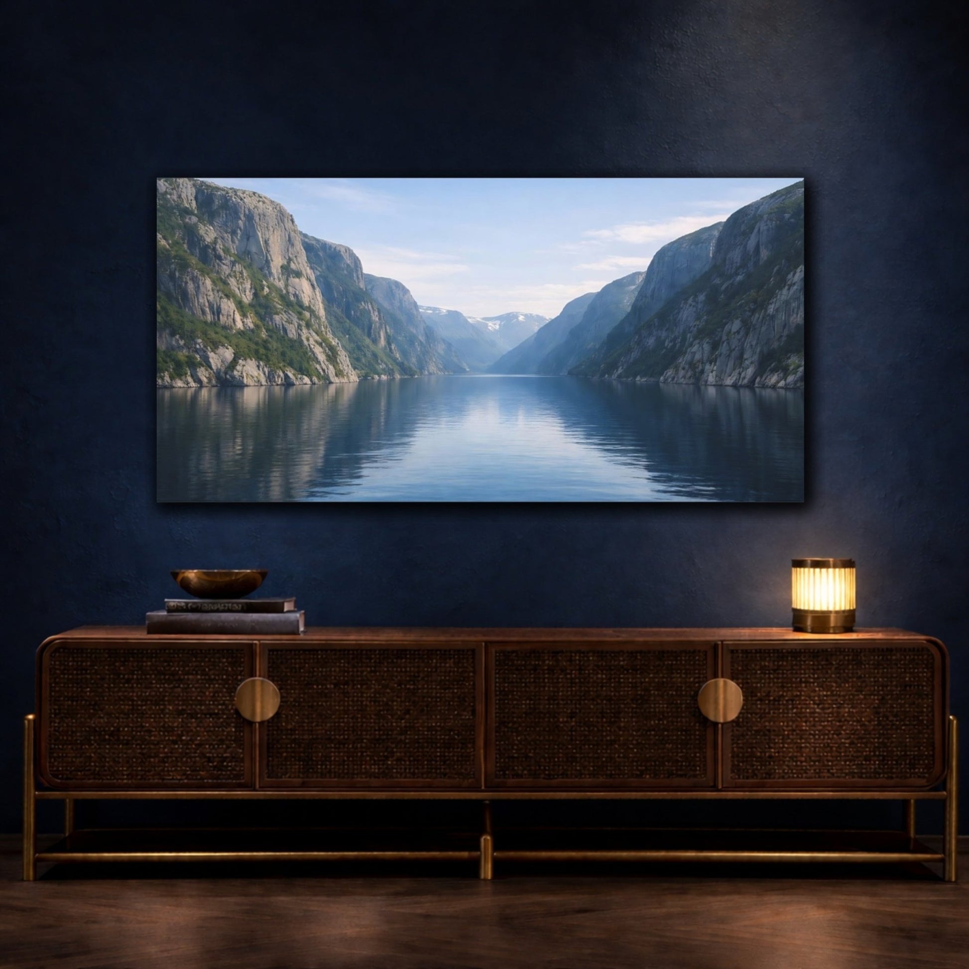 Nature Fjord Blue - Canvas Wall Art Print - YesArtYes