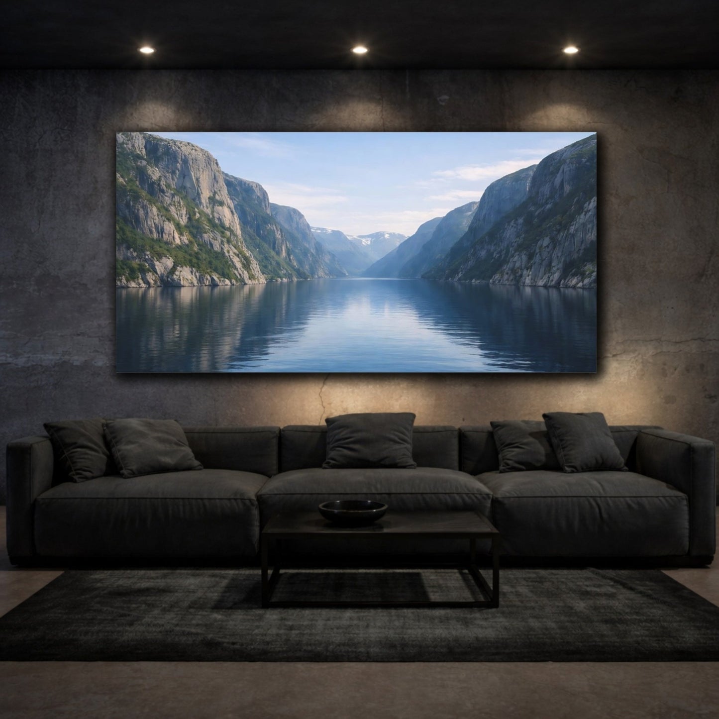Nature Fjord Blue - Canvas Wall Art Print - YesArtYes