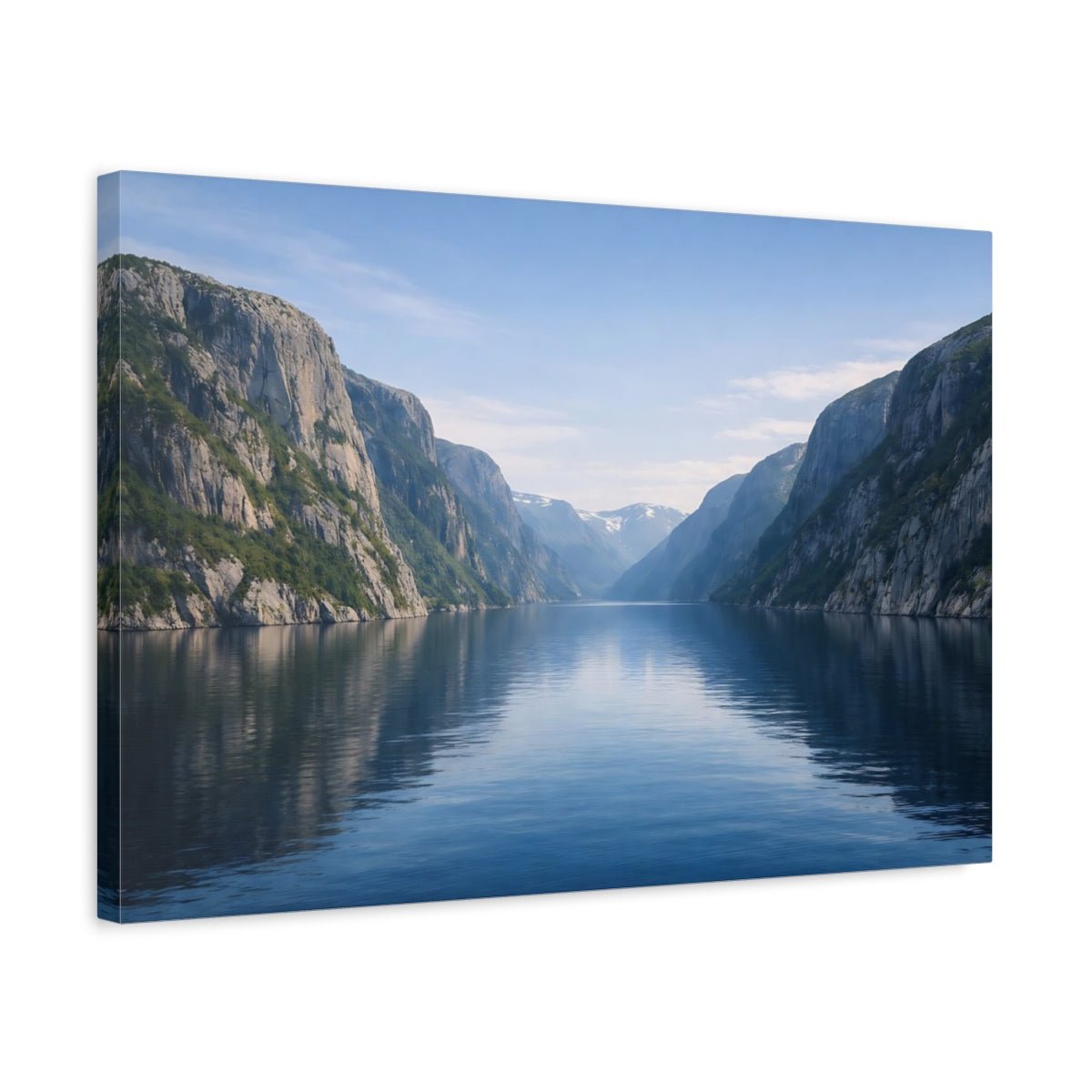 Nature Fjord Landscape Blue - Canvas Wall Art Print - YesArtYes
