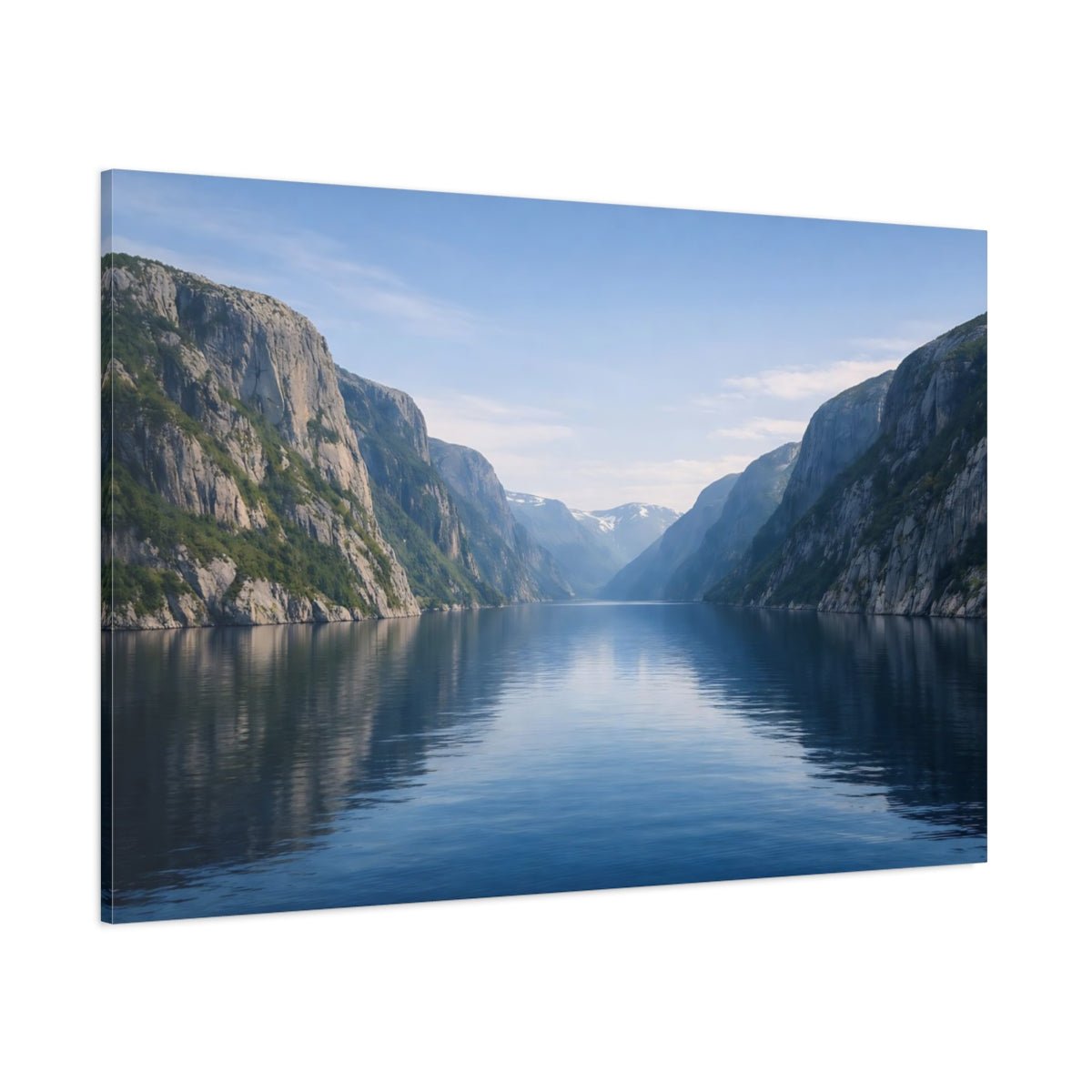 Nature Fjord Landscape Blue - Canvas Wall Art Print - YesArtYes