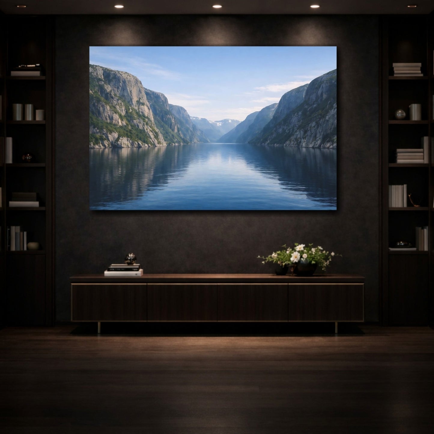 Nature Fjord Landscape Blue - Canvas Wall Art Print - YesArtYes