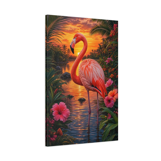 Main Mockup. Nature Flamingo Pink And Orange shown as stretched canvas wall art