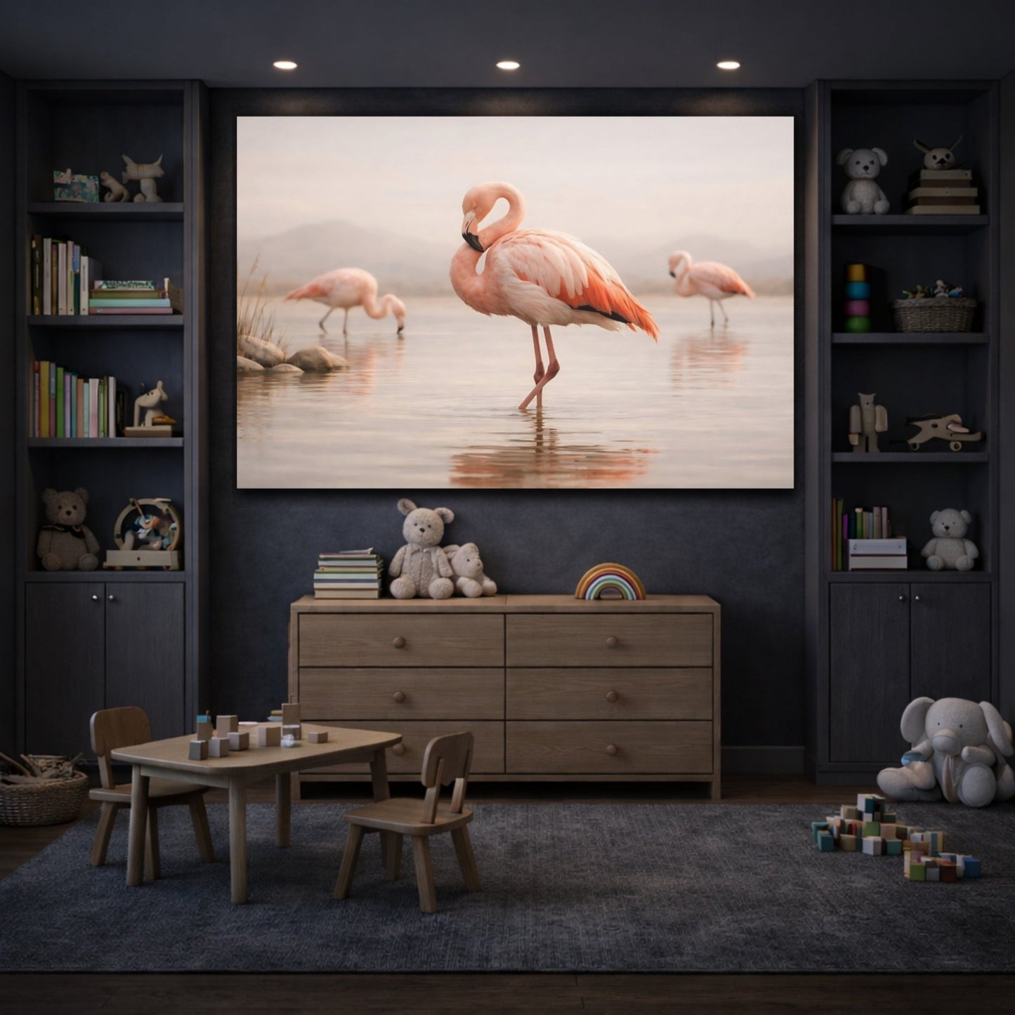 Nature Flamingos Pink - Canvas Wall Art Print - YesArtYes