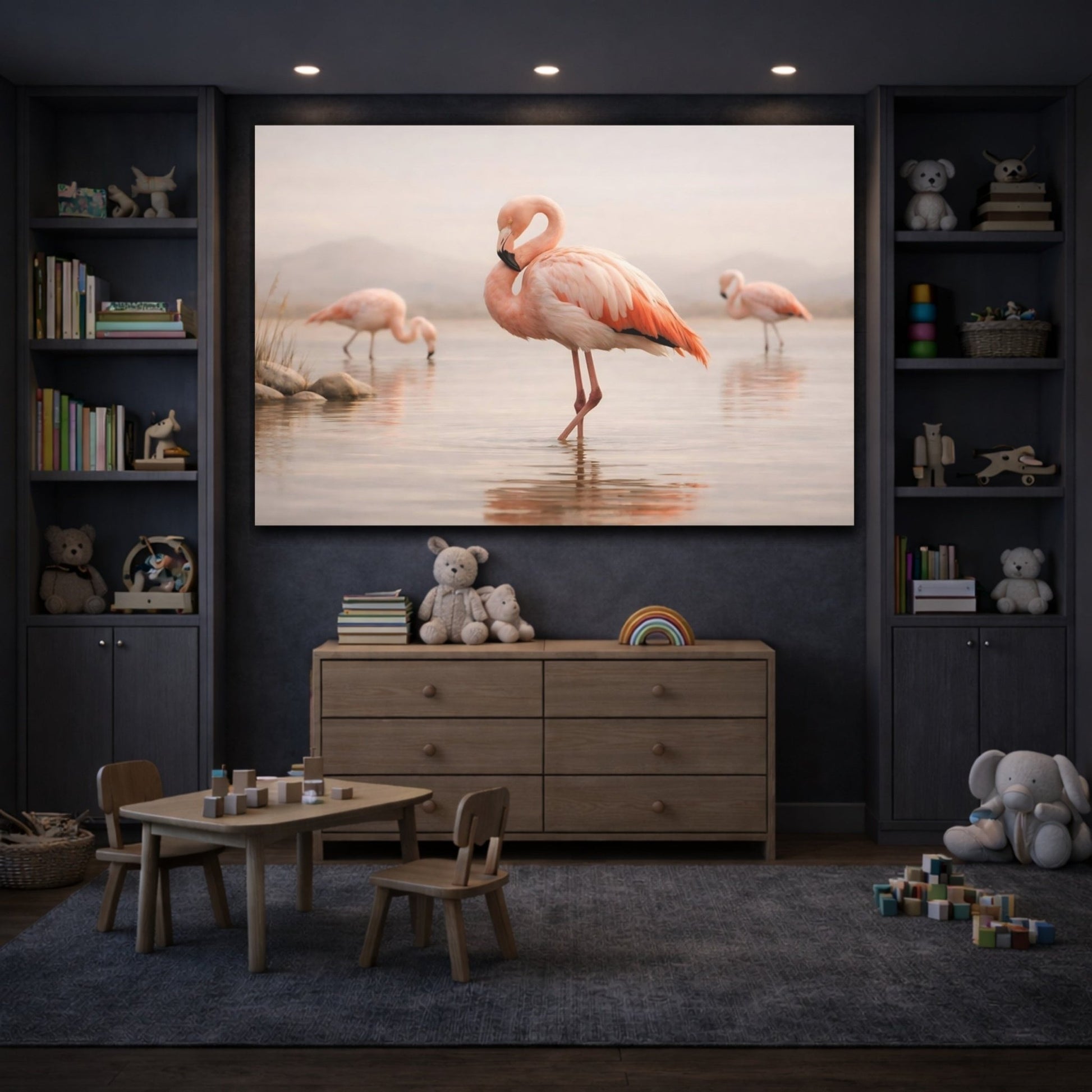 Nature Flamingos Pink - Canvas Wall Art Print - YesArtYes