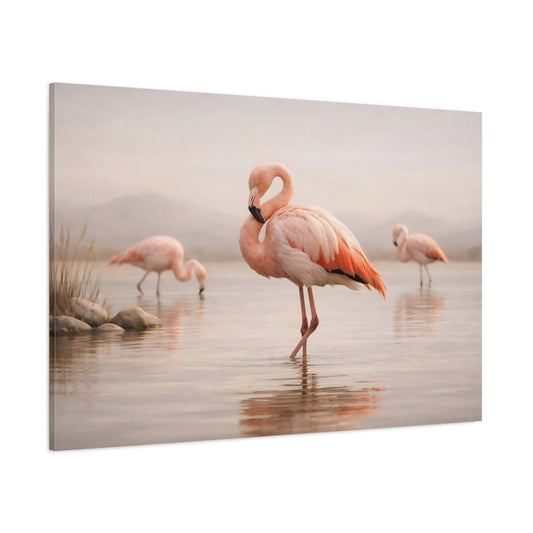 Nature Flamingos Pink - Canvas Wall Art Print - YesArtYes